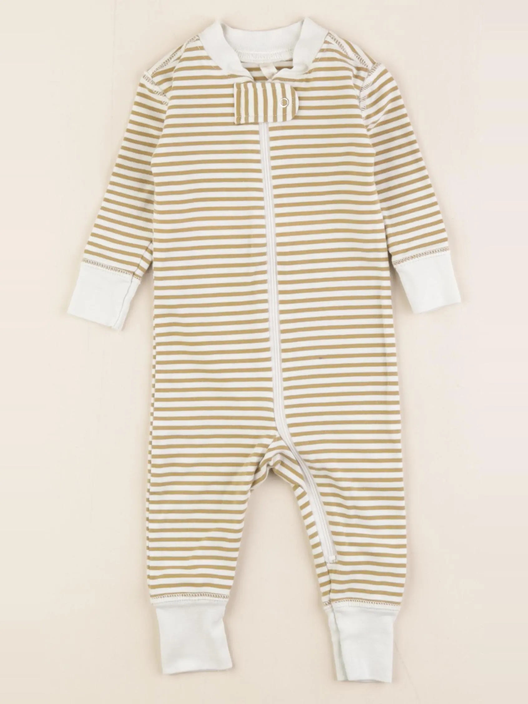 Quincy Mae - pyjama coton blanc, marron - 3/6 mois