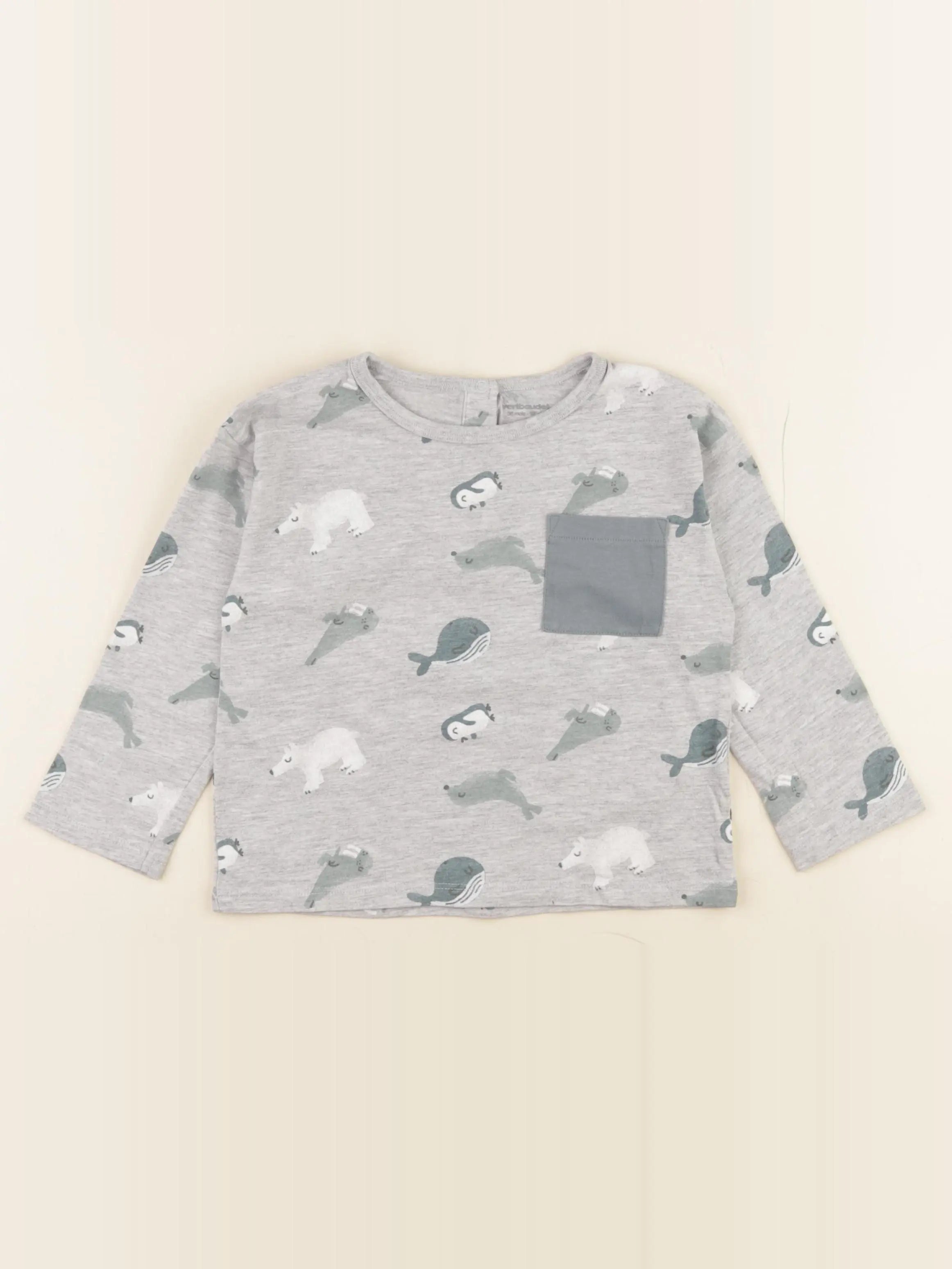 Vertbaudet - tee-shirt gris - 36 mois