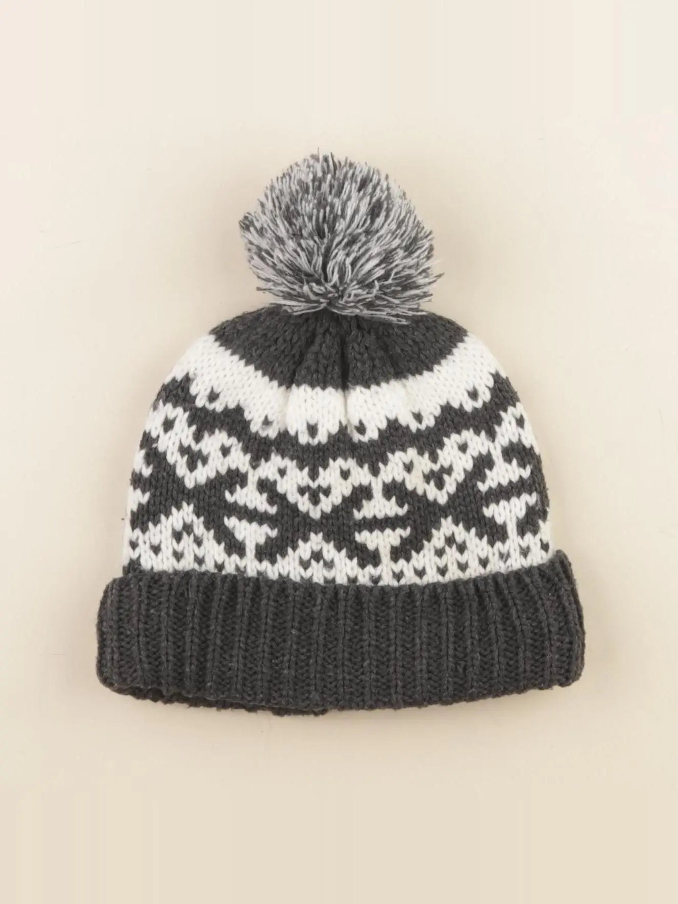 Vertbaudet - bonnet blanc, gris - 8/10 ans