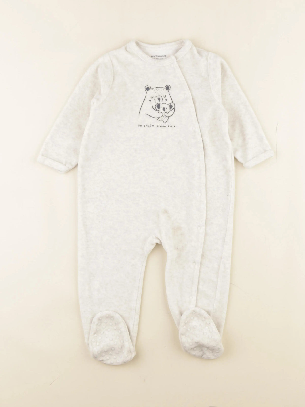Vertbaudet - pyjama velours beige - 18 mois