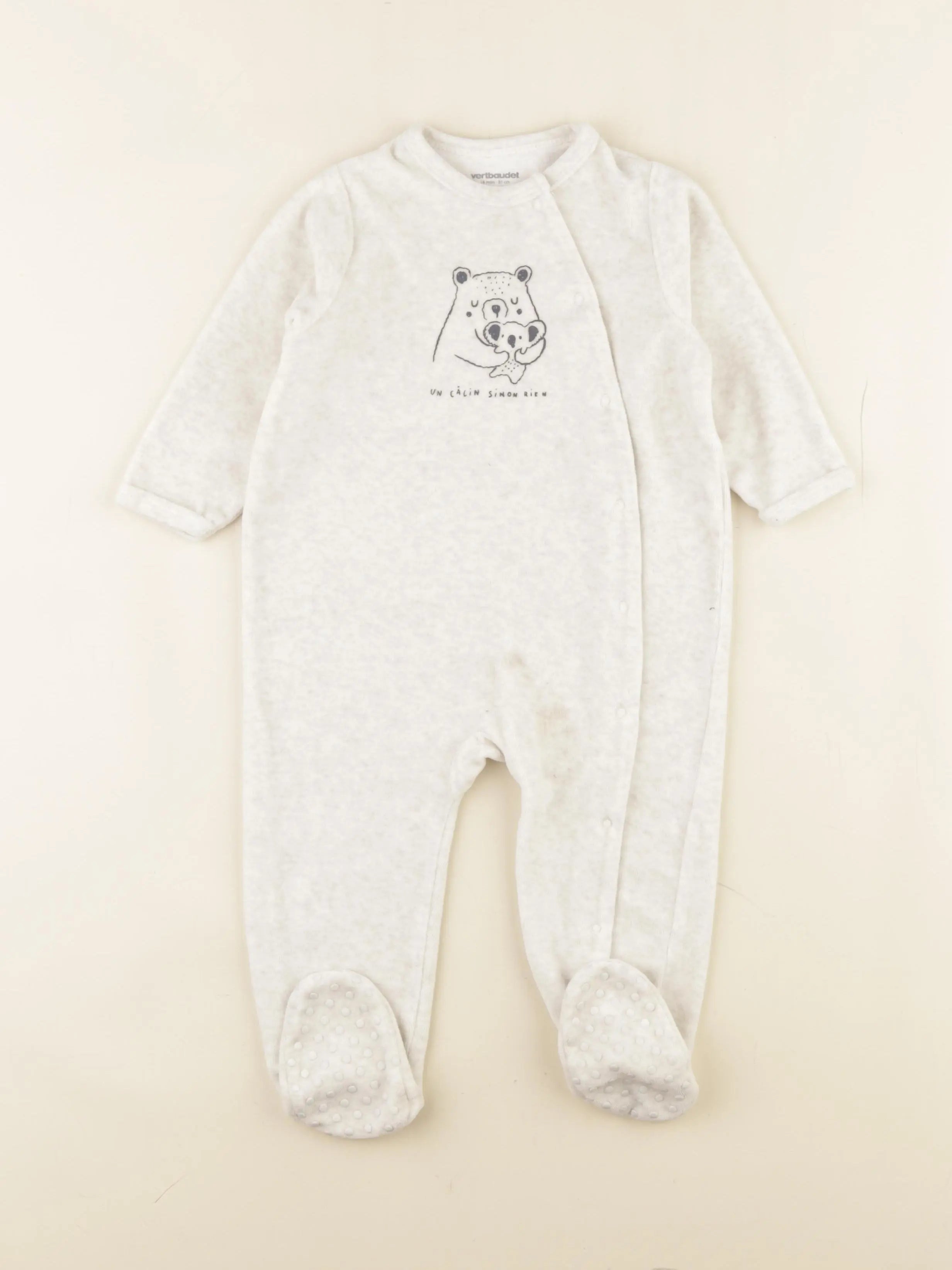 Vertbaudet - pyjama velours beige - 18 mois