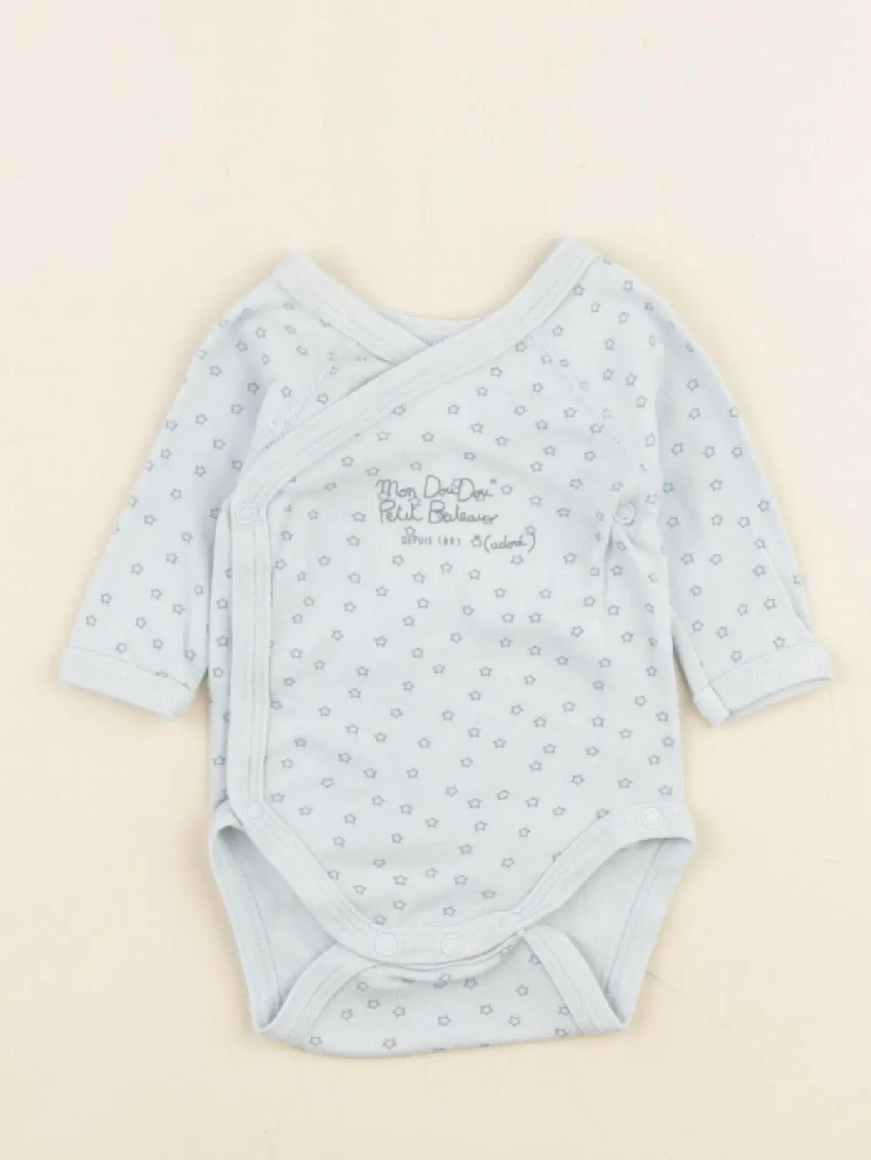 Petit Bateau - body bleu - 0 mois