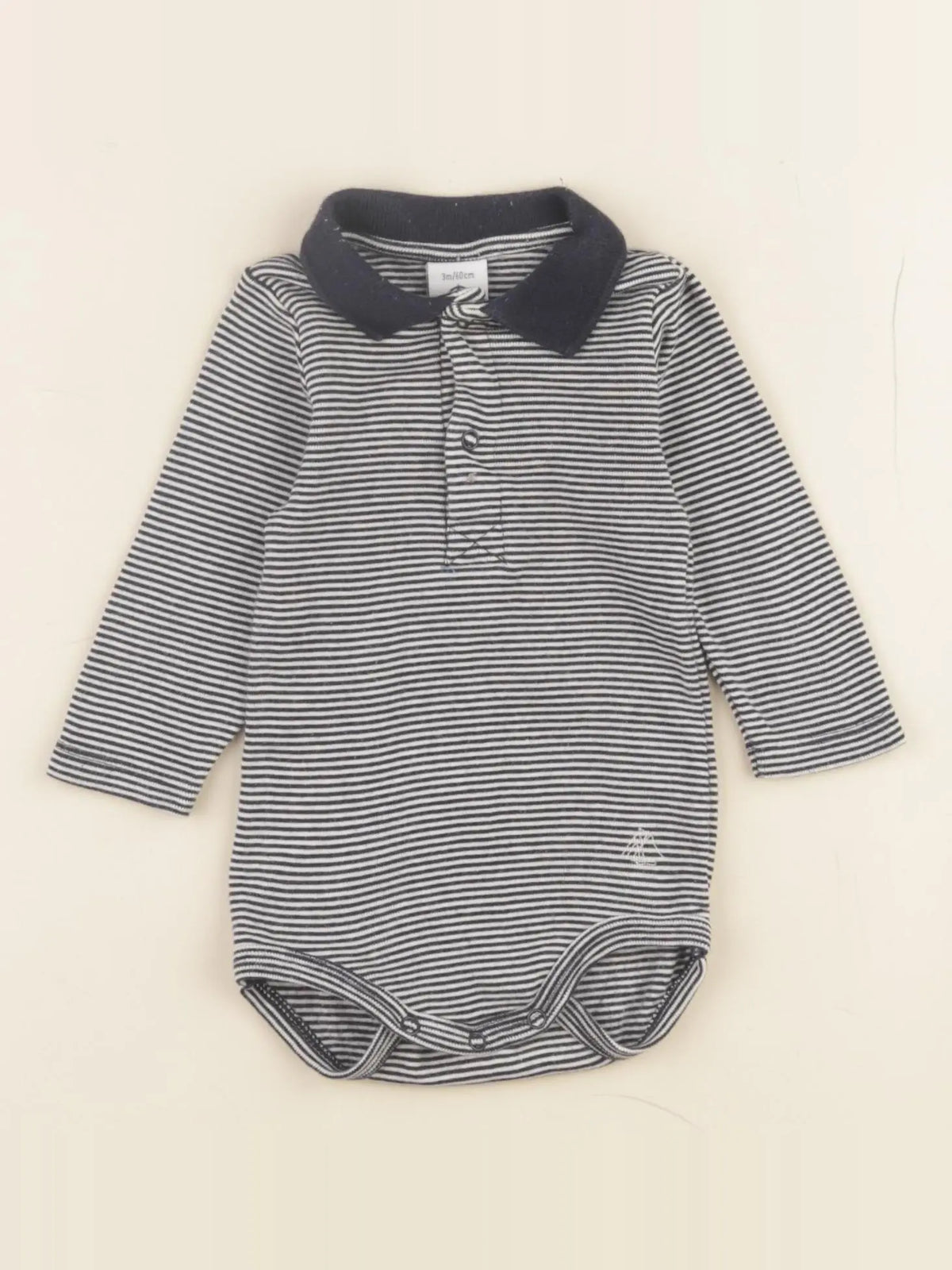 Petit Bateau - body à col bleu - 3 mois