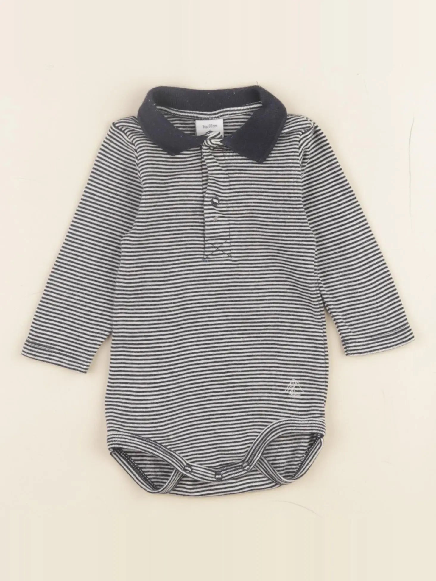 Petit Bateau - body à col bleu - 3 mois
