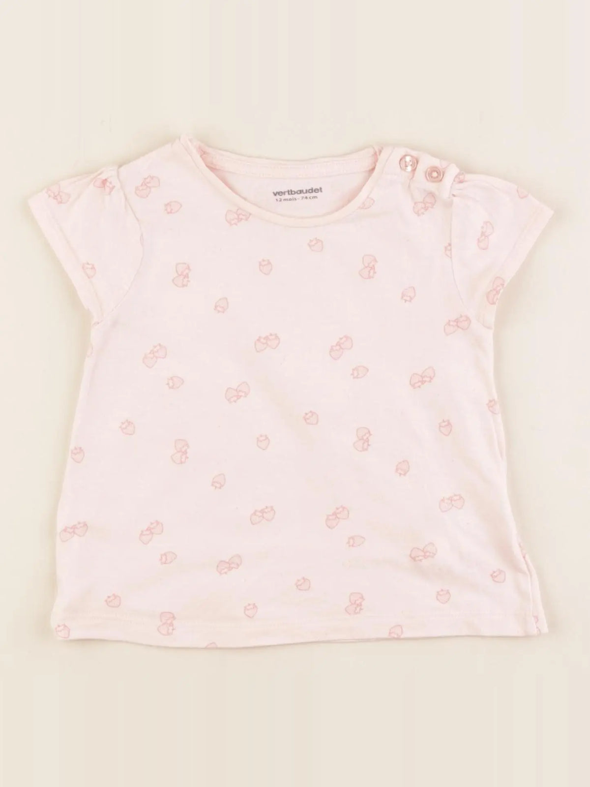 Vertbaudet - tee-shirt rose - 12 mois