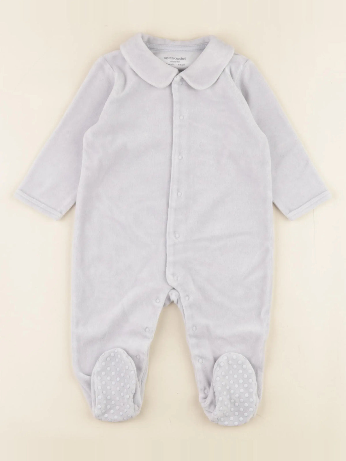 Vertbaudet - pyjama velours gris - 12 mois