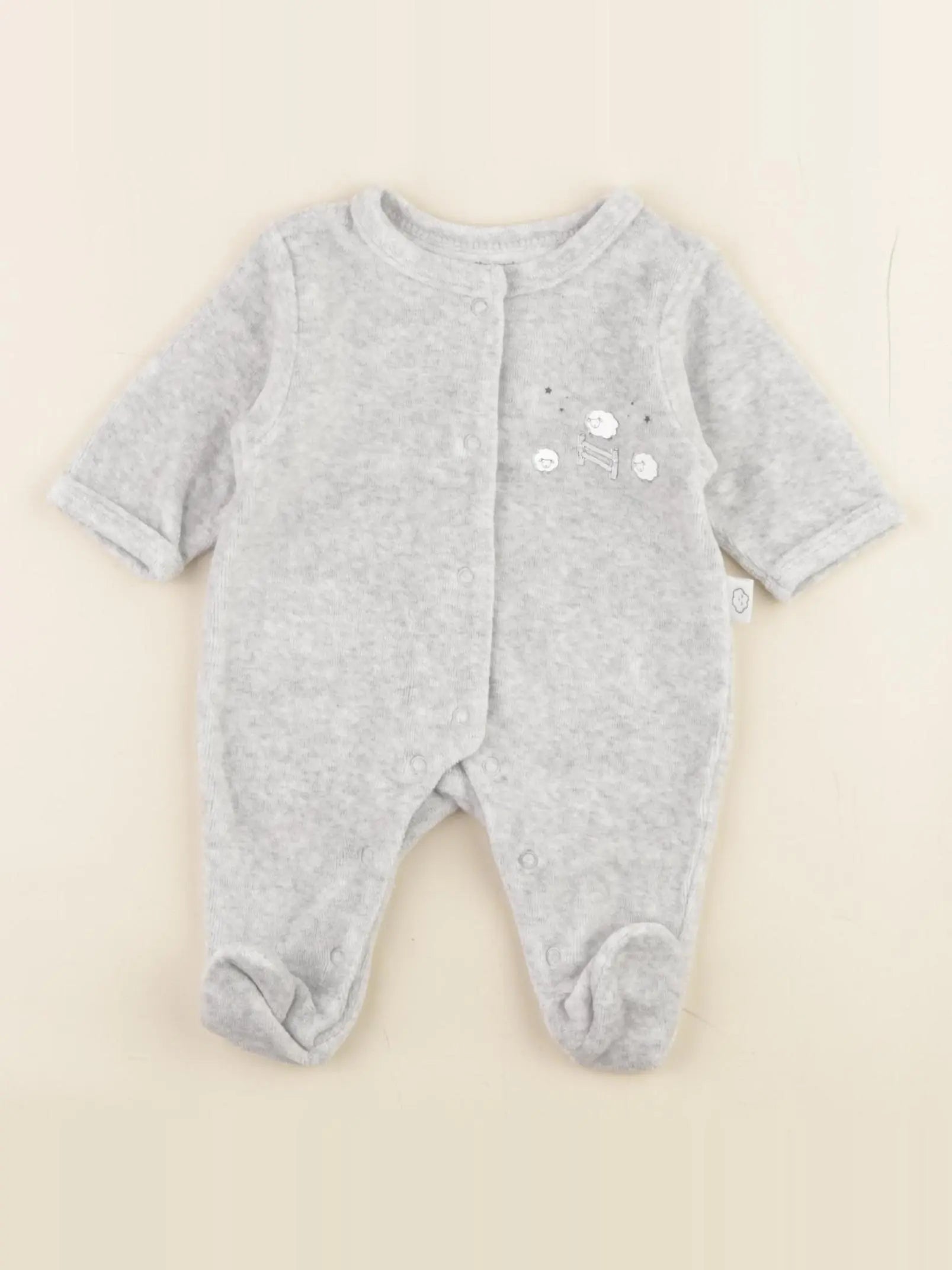 Vertbaudet - pyjama velours gris - 0 mois