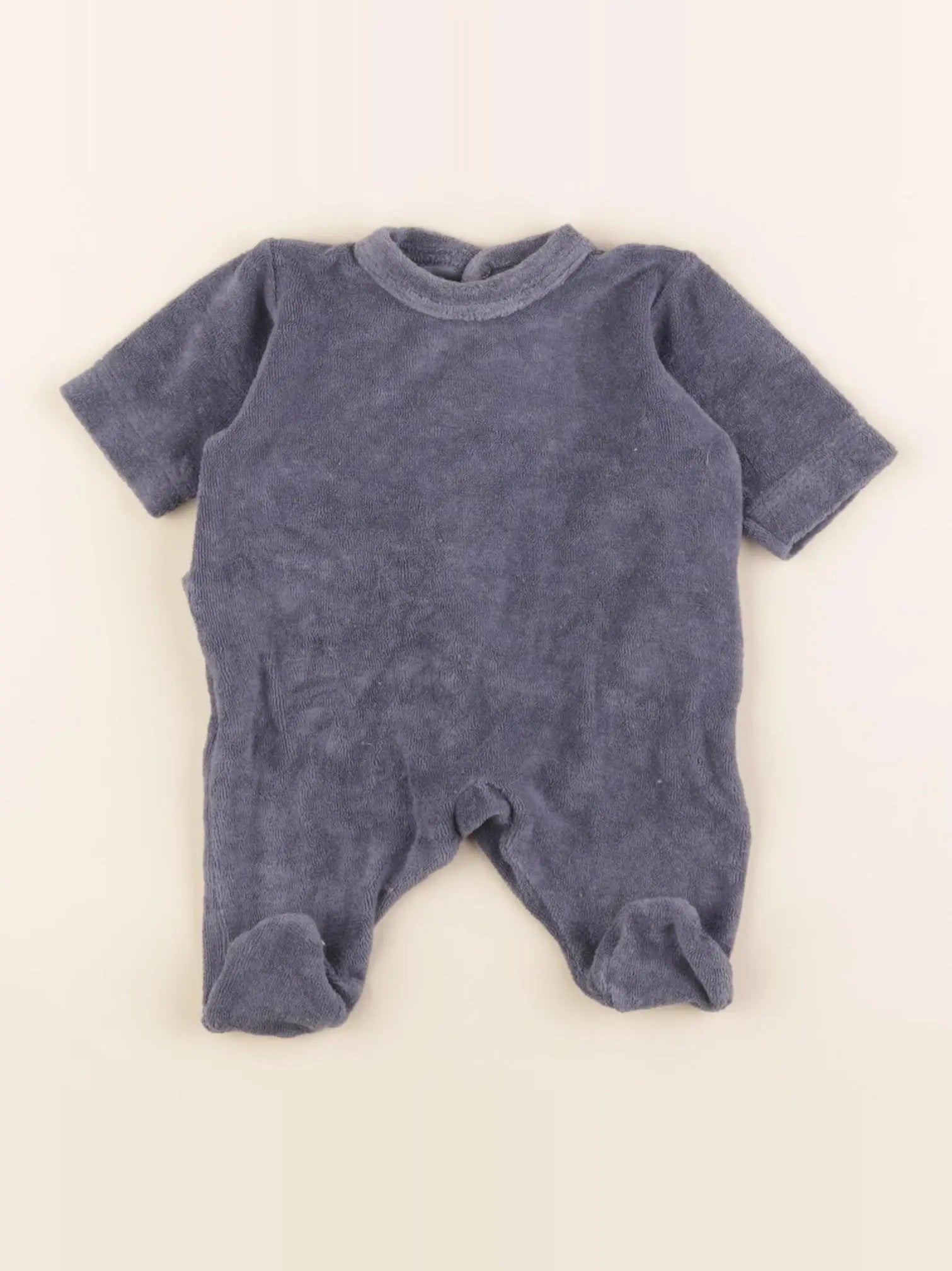 Petit Bateau - pyjama velours bleu - 0 mois