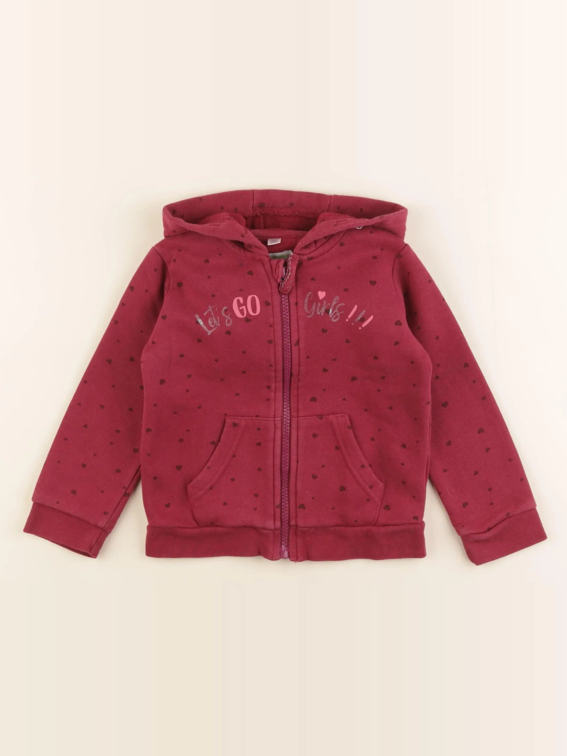 Vertbaudet - sweat rouge, argent - 3 ans