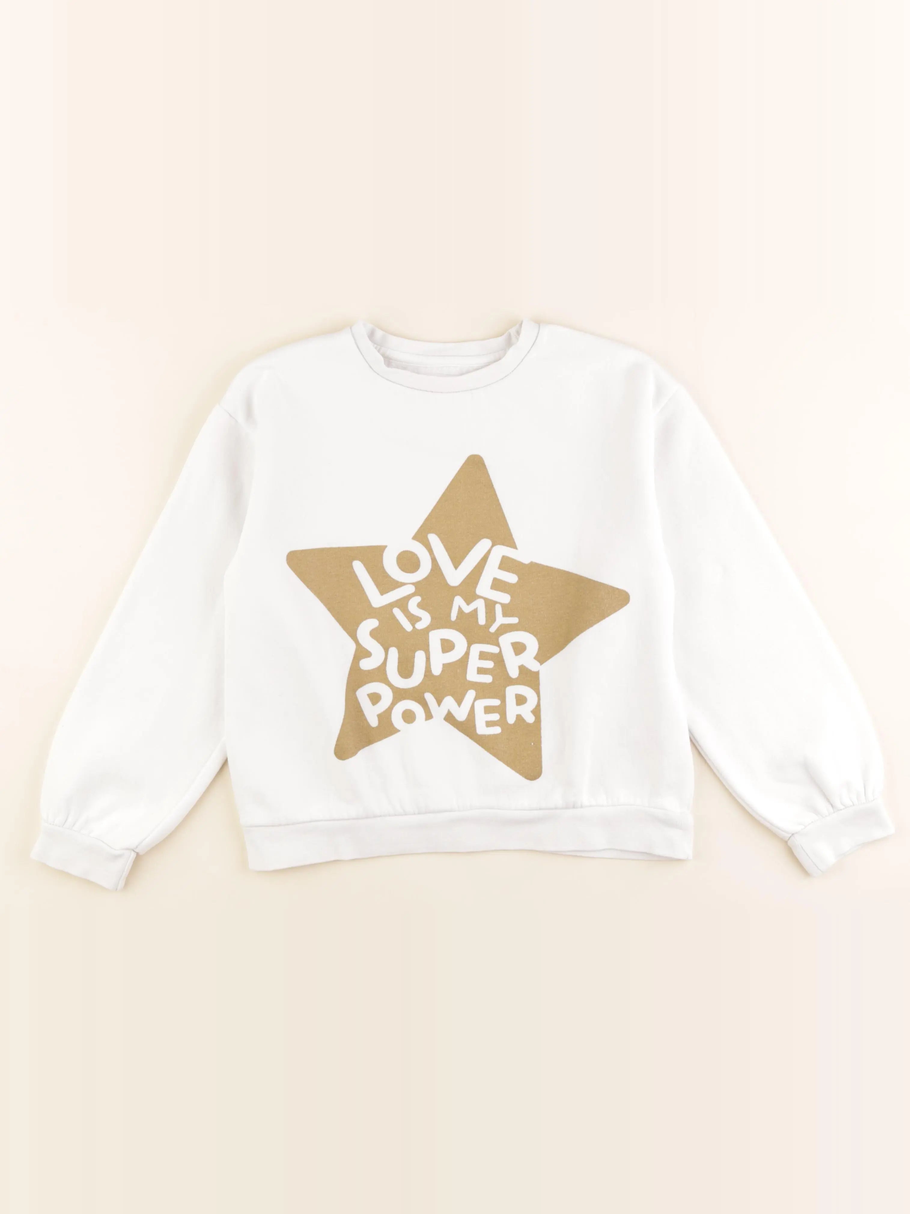 Vertbaudet - sweat blanc, or - 10 ans