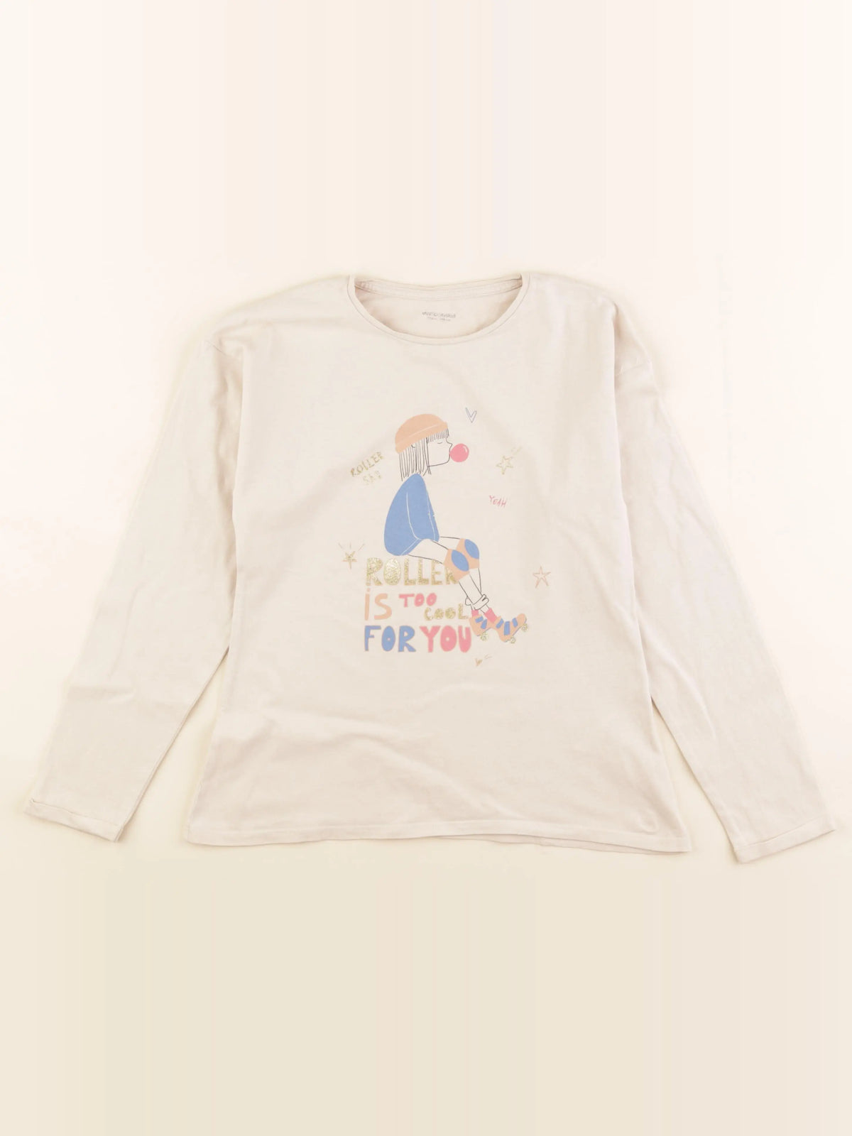 Vertbaudet - tee-shirt beige - 10 ans