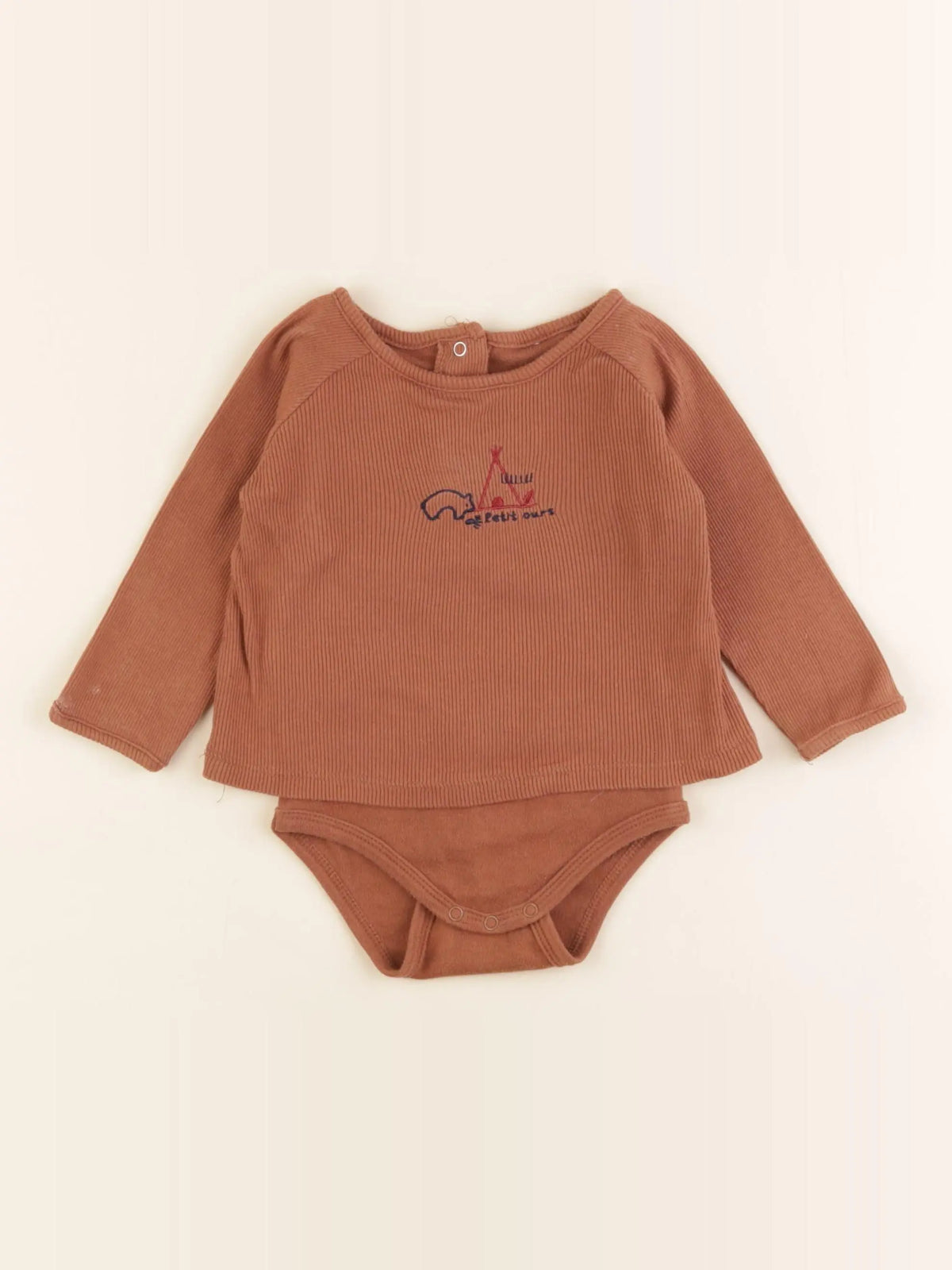 Vertbaudet - body tee-shirt marron - 6 mois
