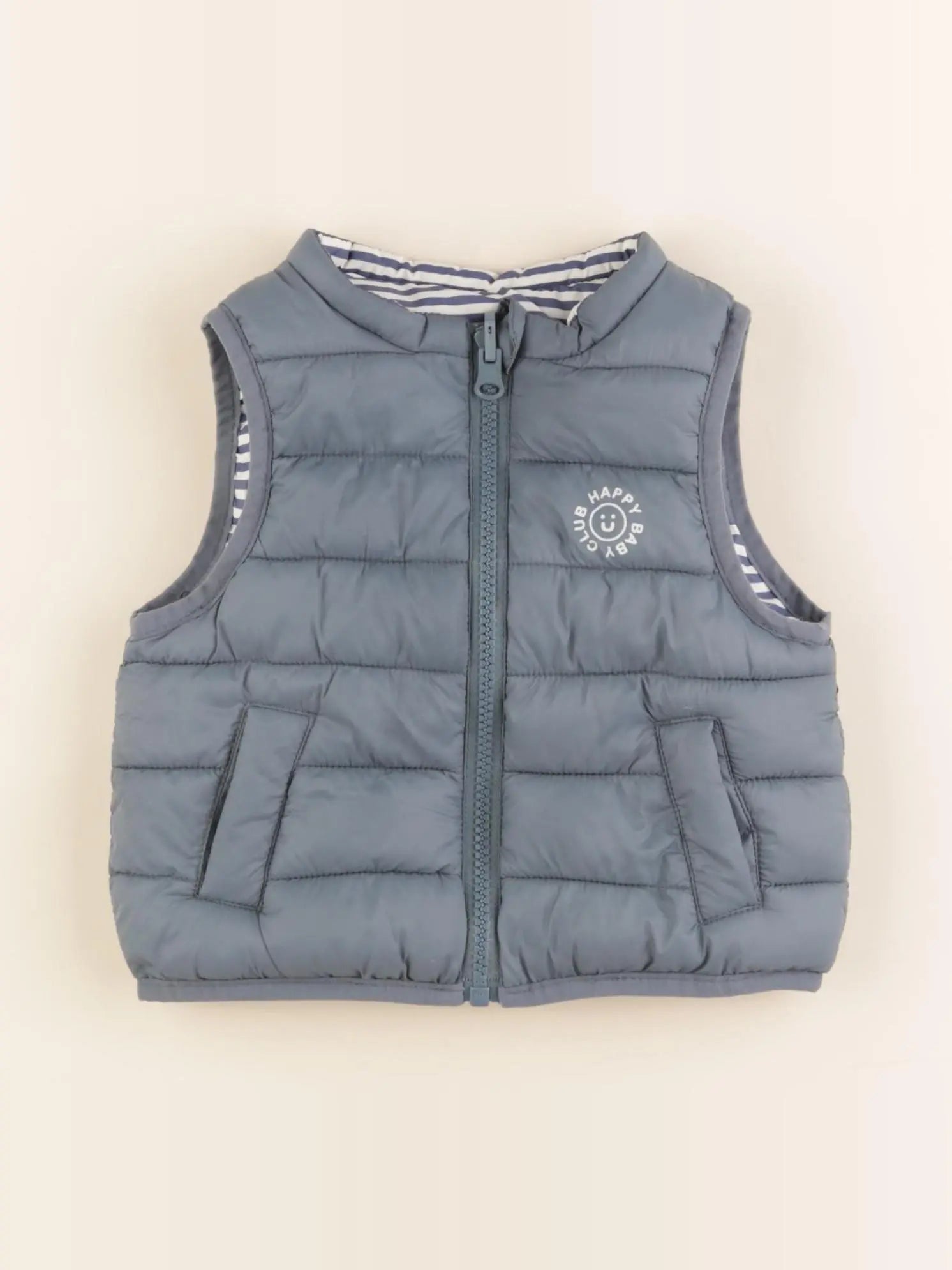 Vertbaudet - doudoune réversible bleu - 3/6 mois