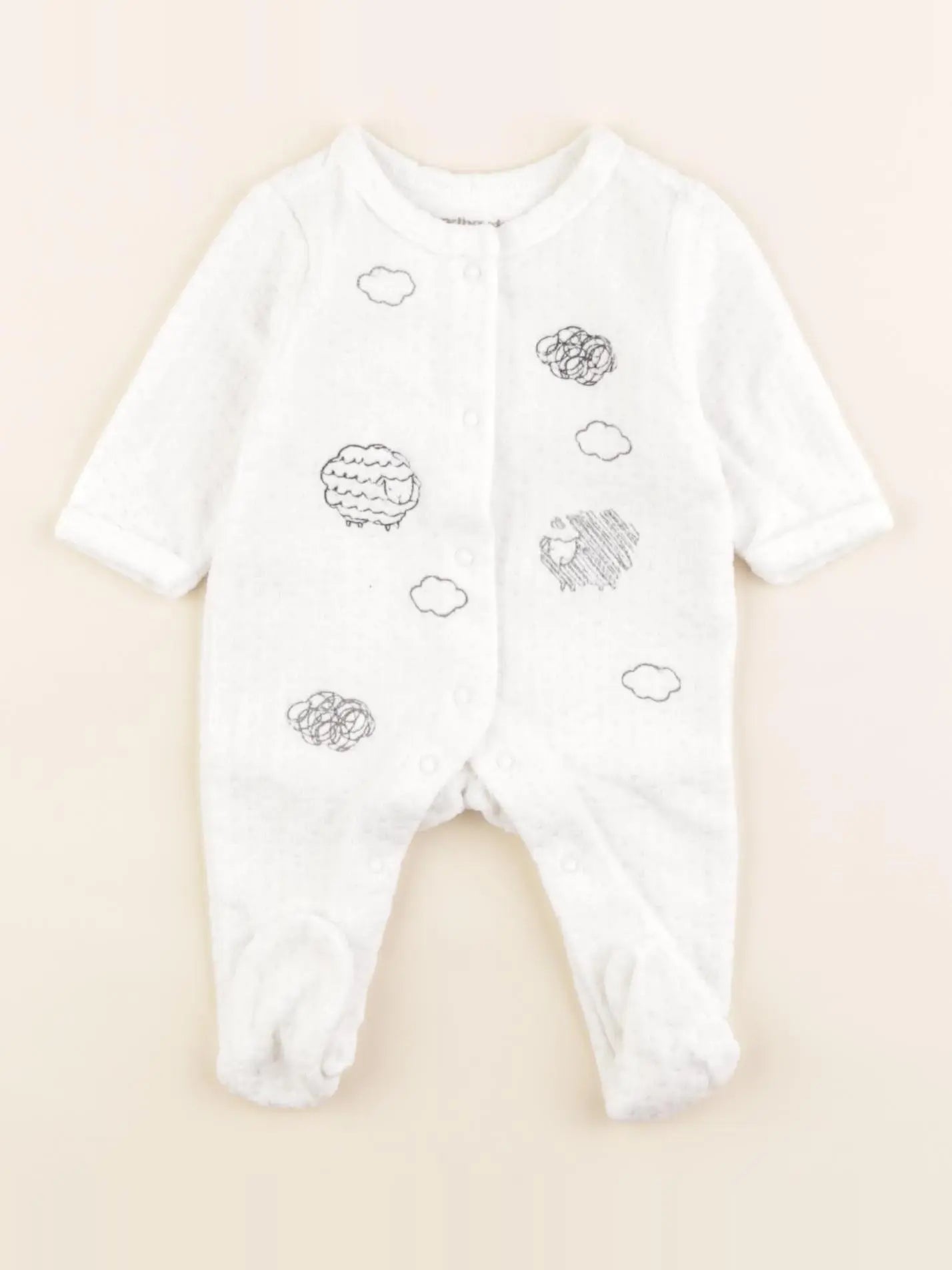 Vertbaudet - pyjama velours blanc - 0 mois