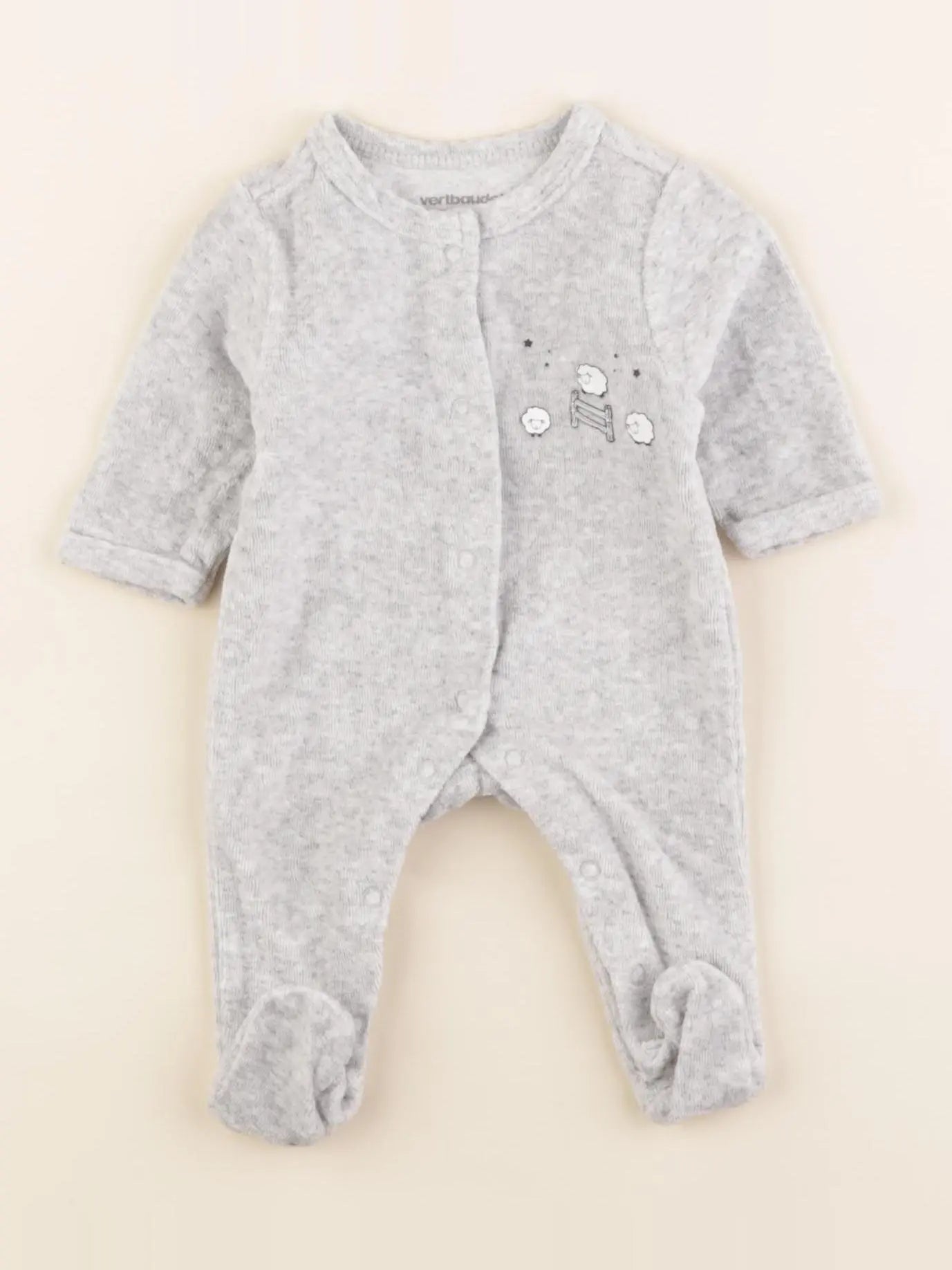 Vertbaudet - pyjama velours gris - 0 mois