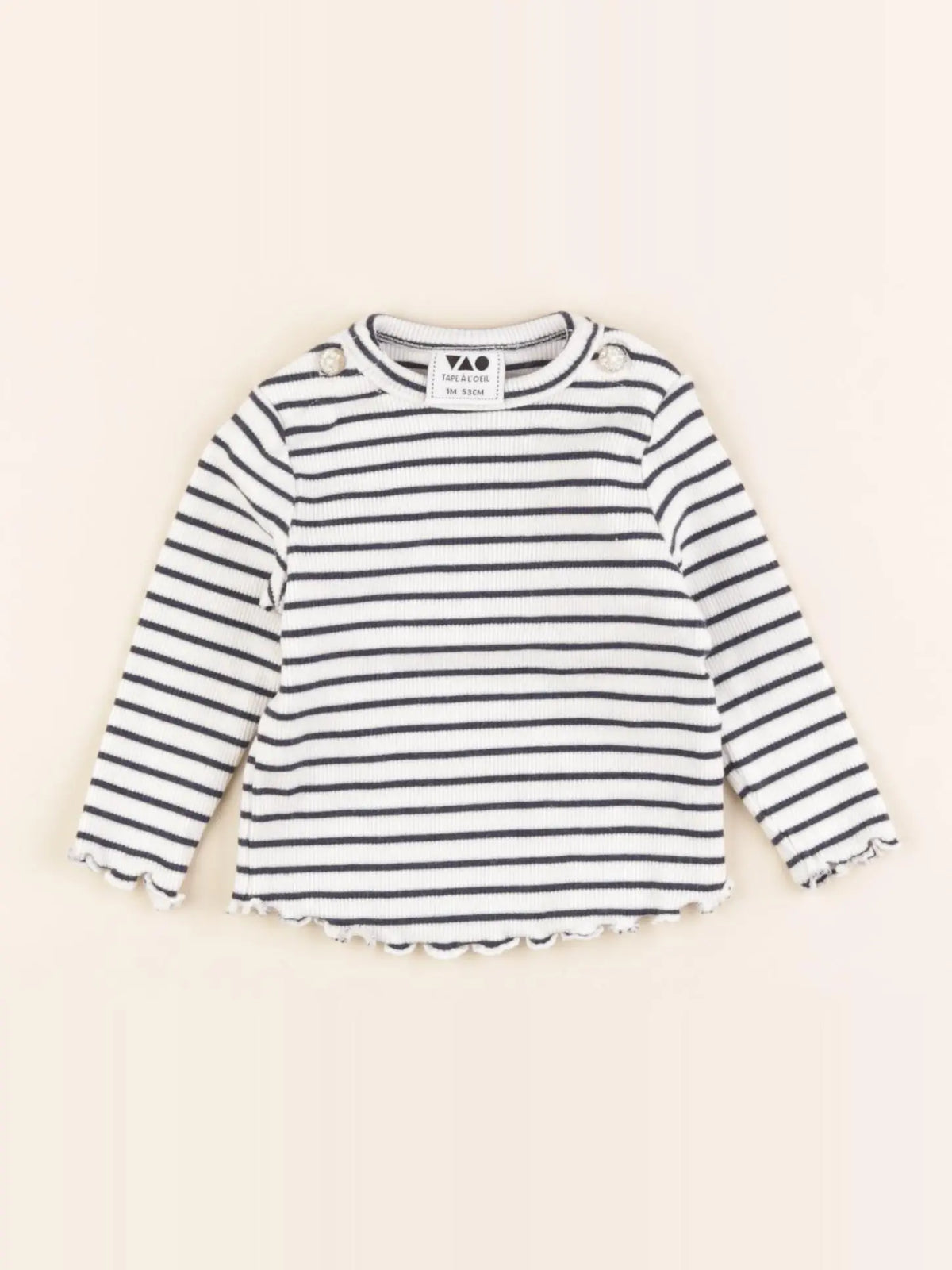 Tape à l'oeil - tee-shirt blanc, bleu - 1 mois