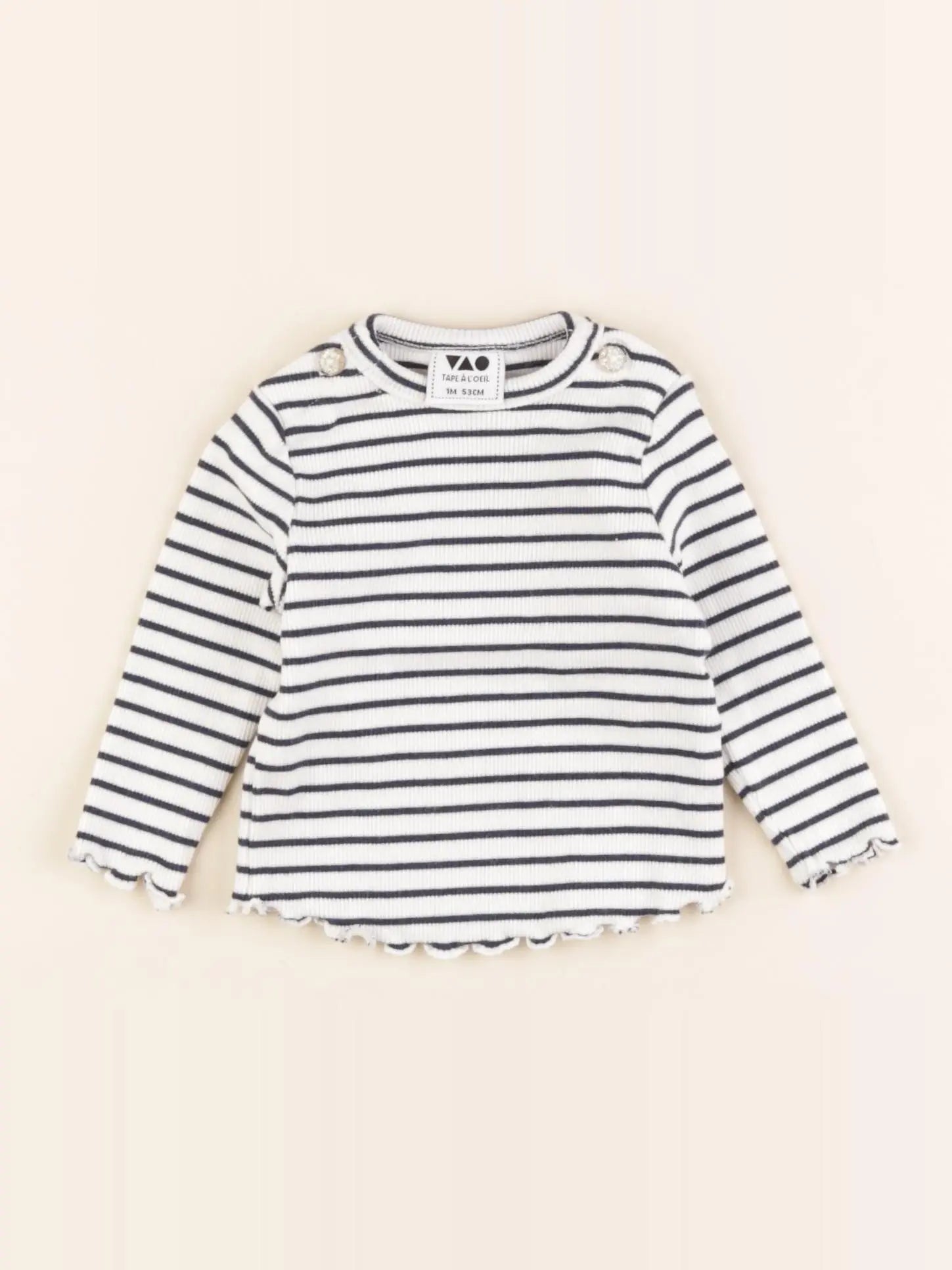 Tape à l'oeil - tee-shirt blanc, bleu - 1 mois