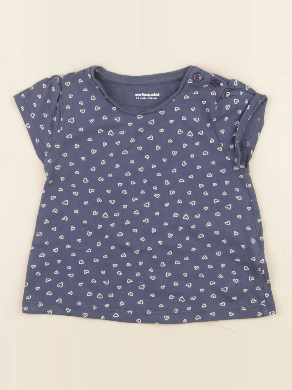 Vertbaudet - tee-shirt bleu - 12 mois