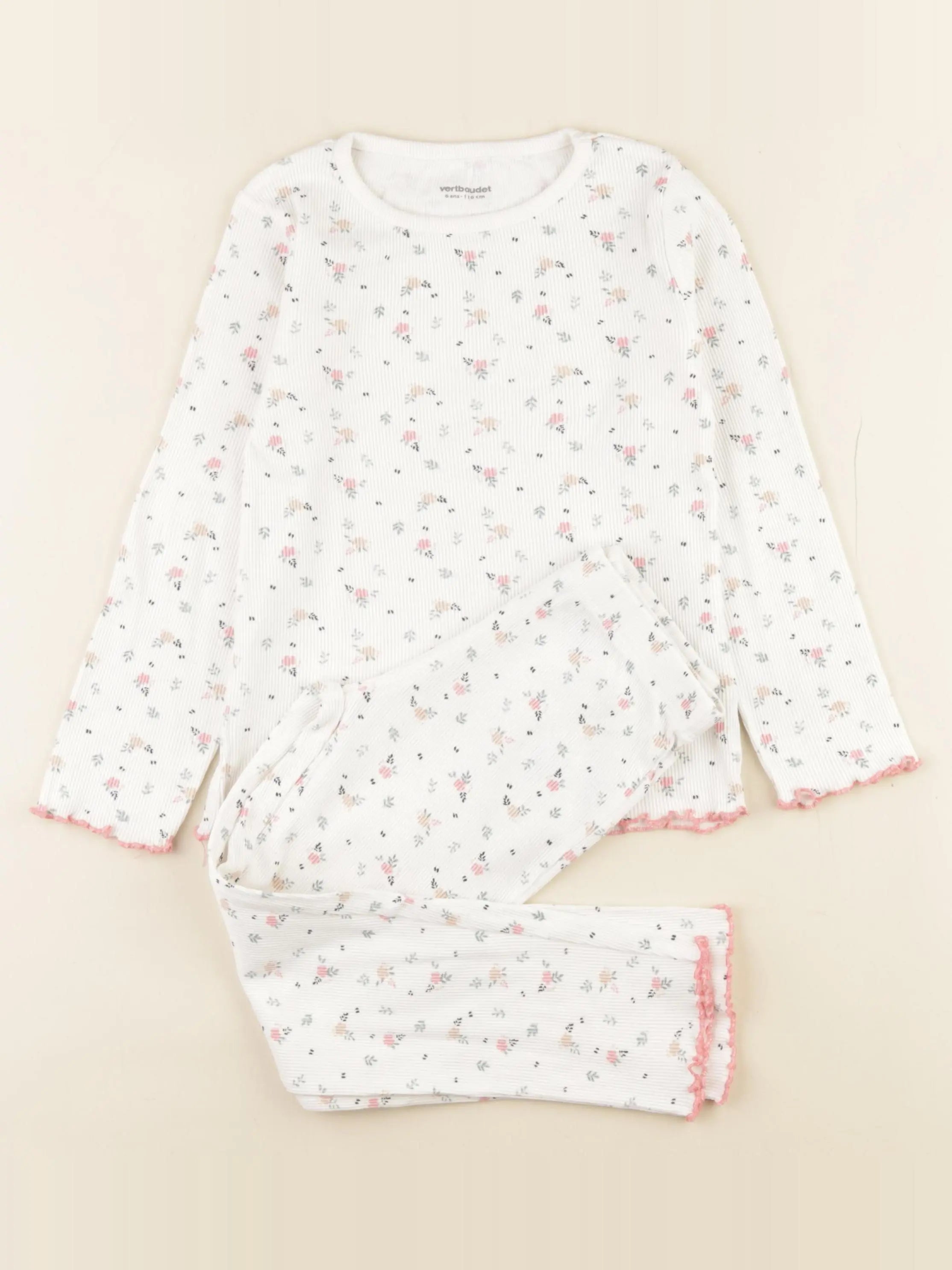 Vertbaudet - pyjama coton blanc - 6 ans