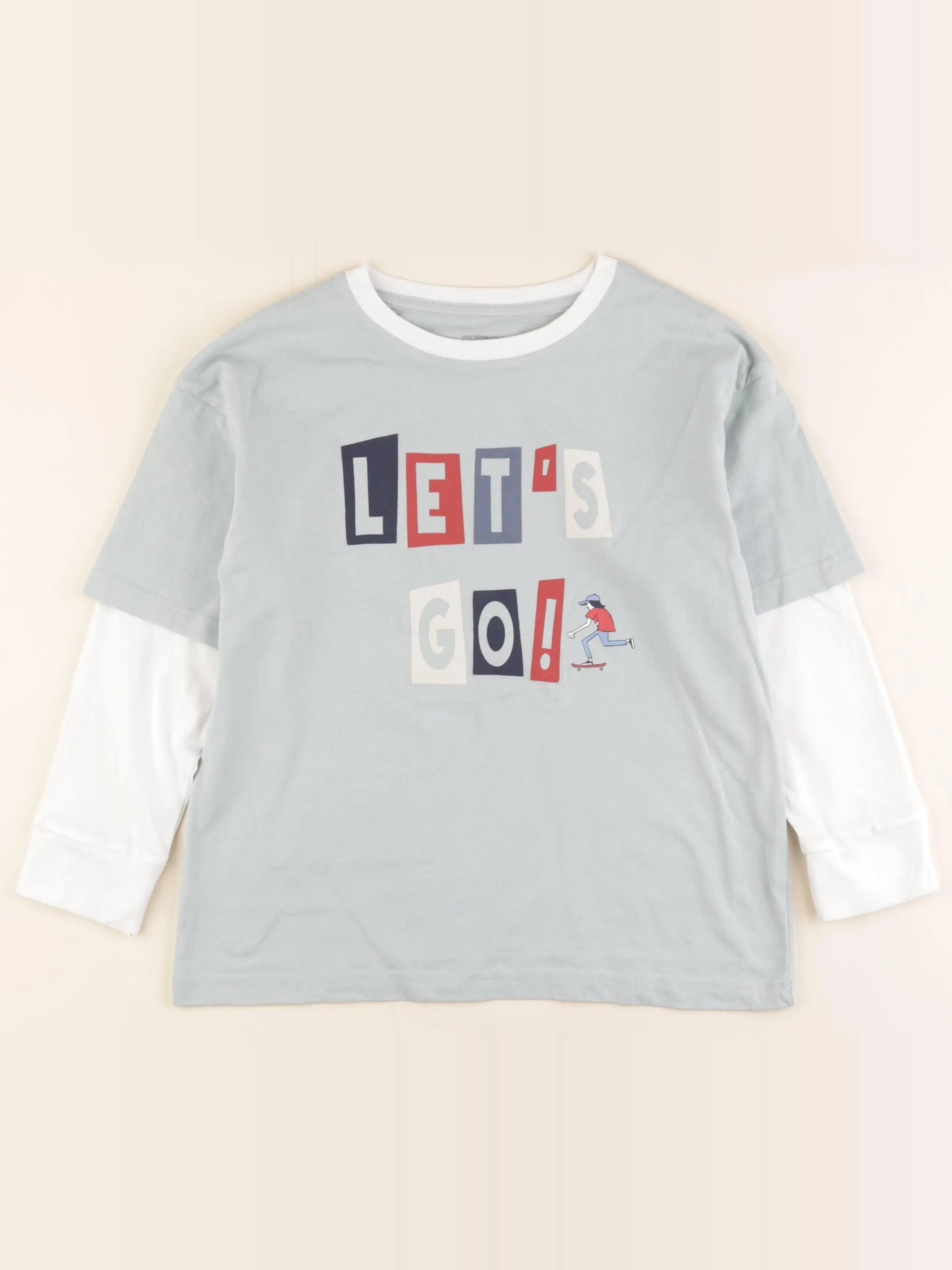 Vertbaudet - tee-shirt bleu - 8 ans