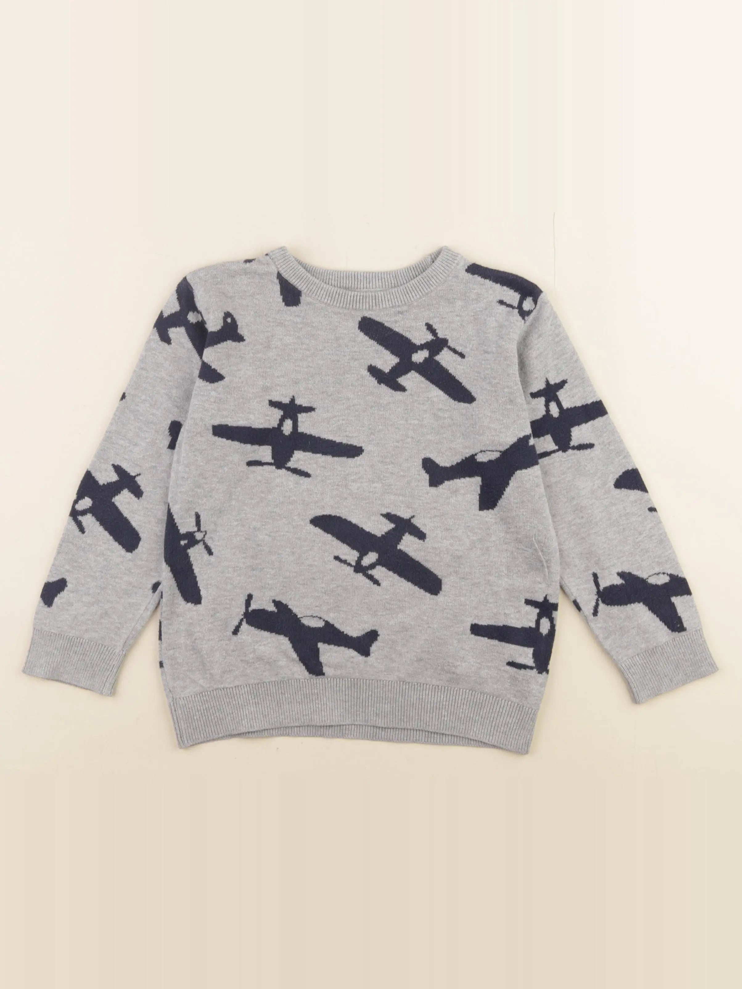 Vertbaudet - pull gris, bleu - 4 ans