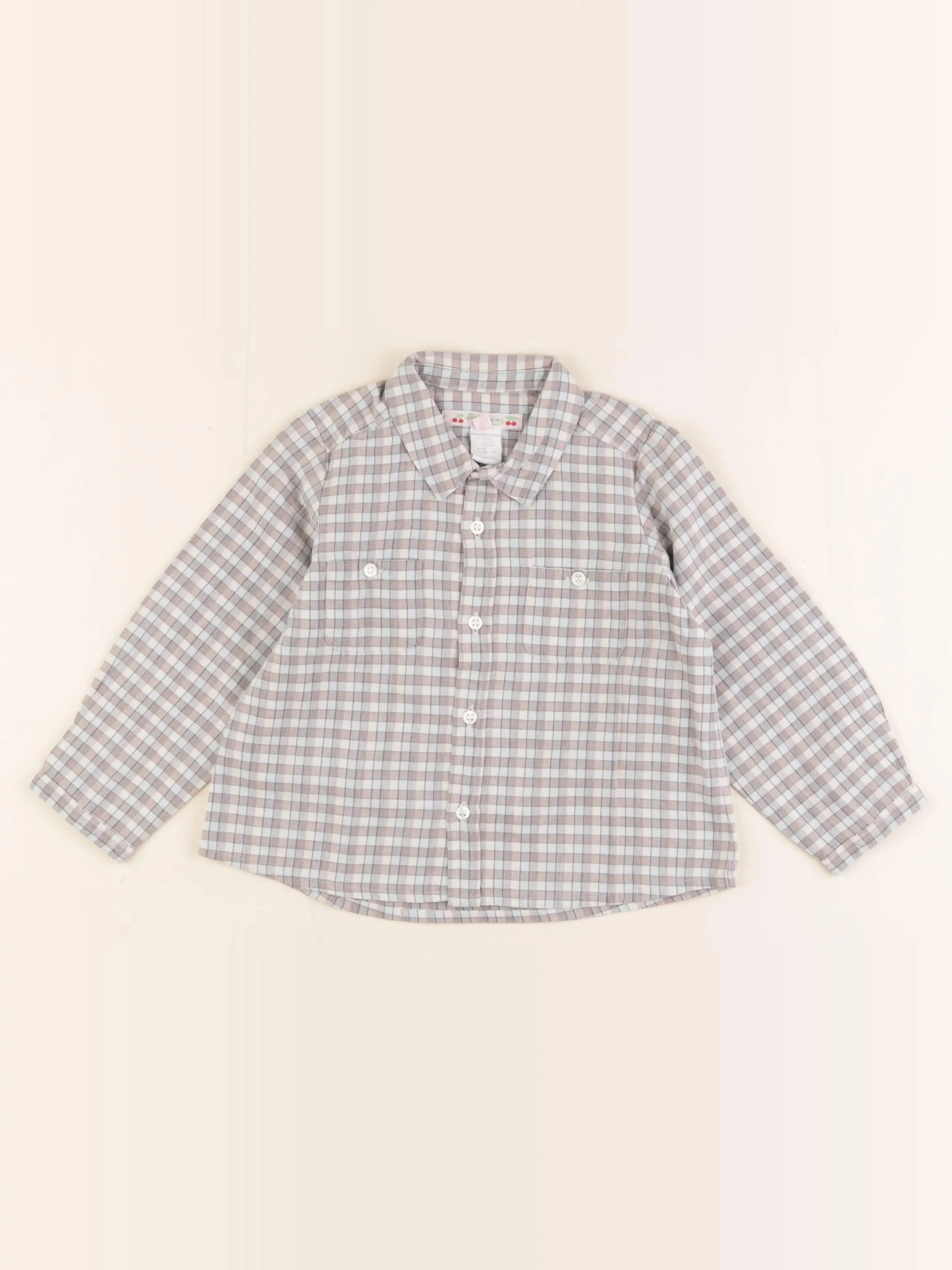 Bonpoint - chemise bleu, gris - 2 ans