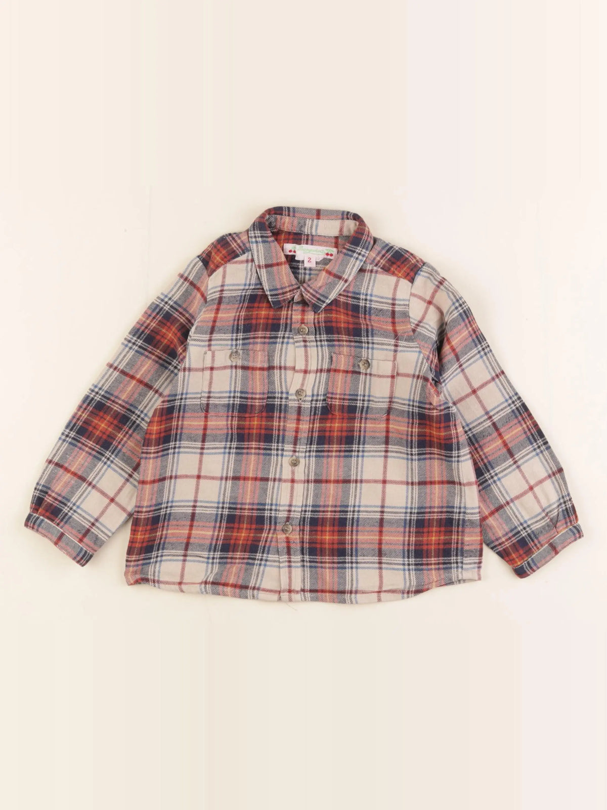 Bonpoint - chemise beige, orange - 2 ans
