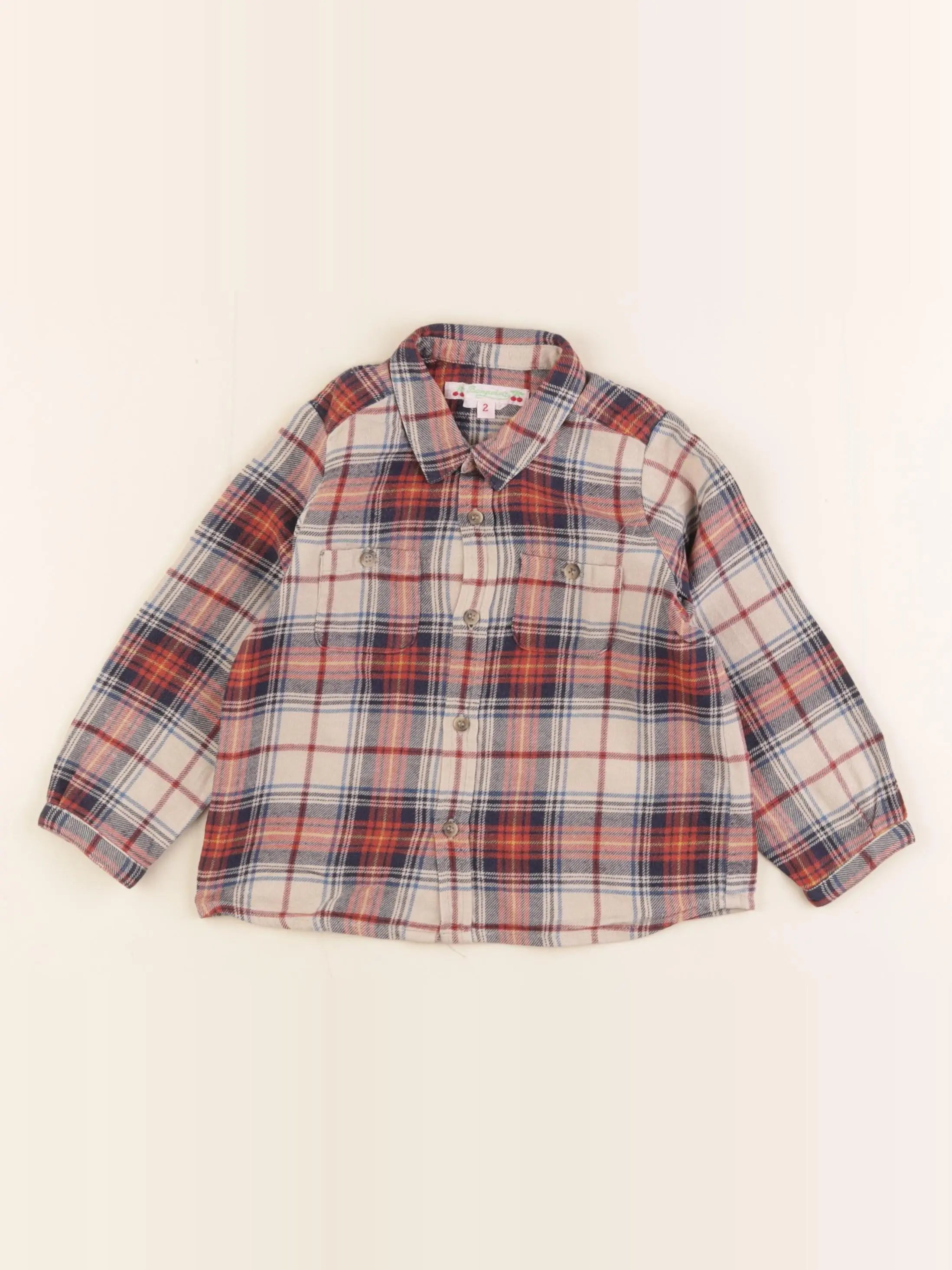 Bonpoint - chemise beige, orange - 2 ans