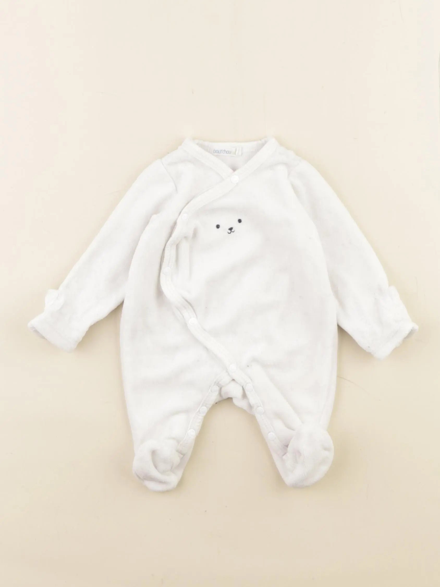 Boutchou - pyjama velours blanc - 0 mois