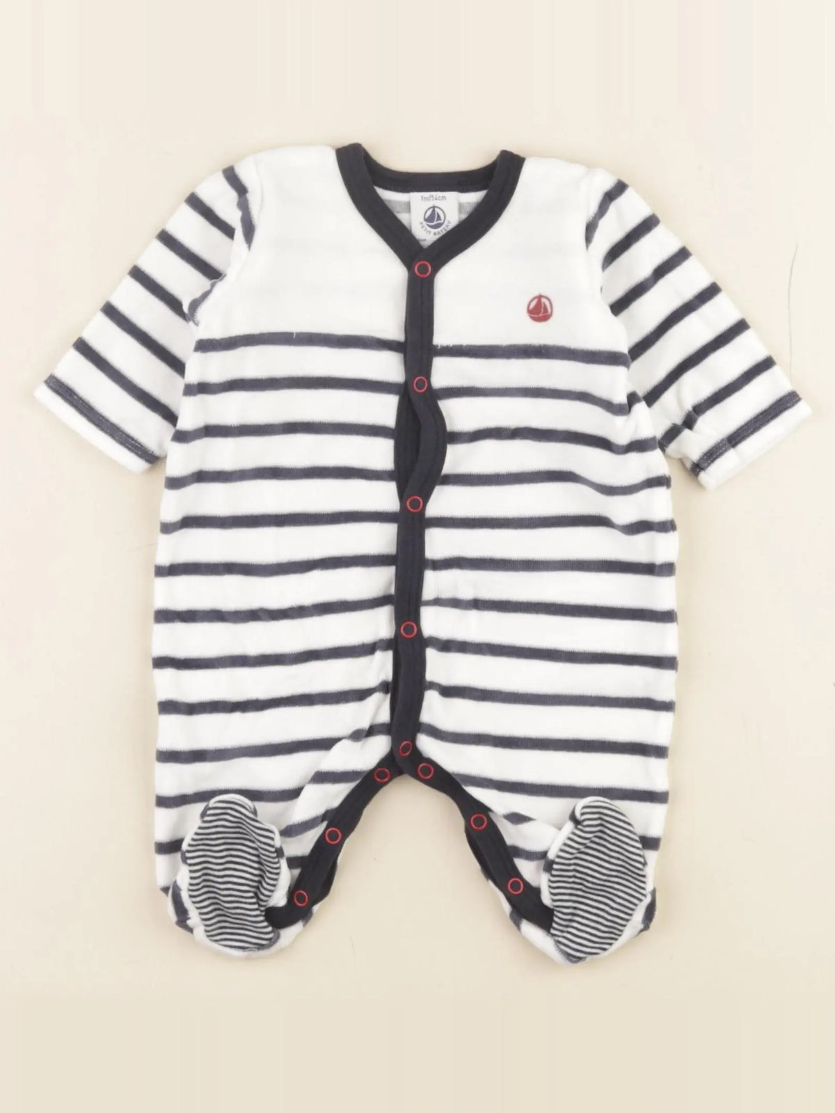 Petit Bateau - pyjama velours blanc - 1 mois