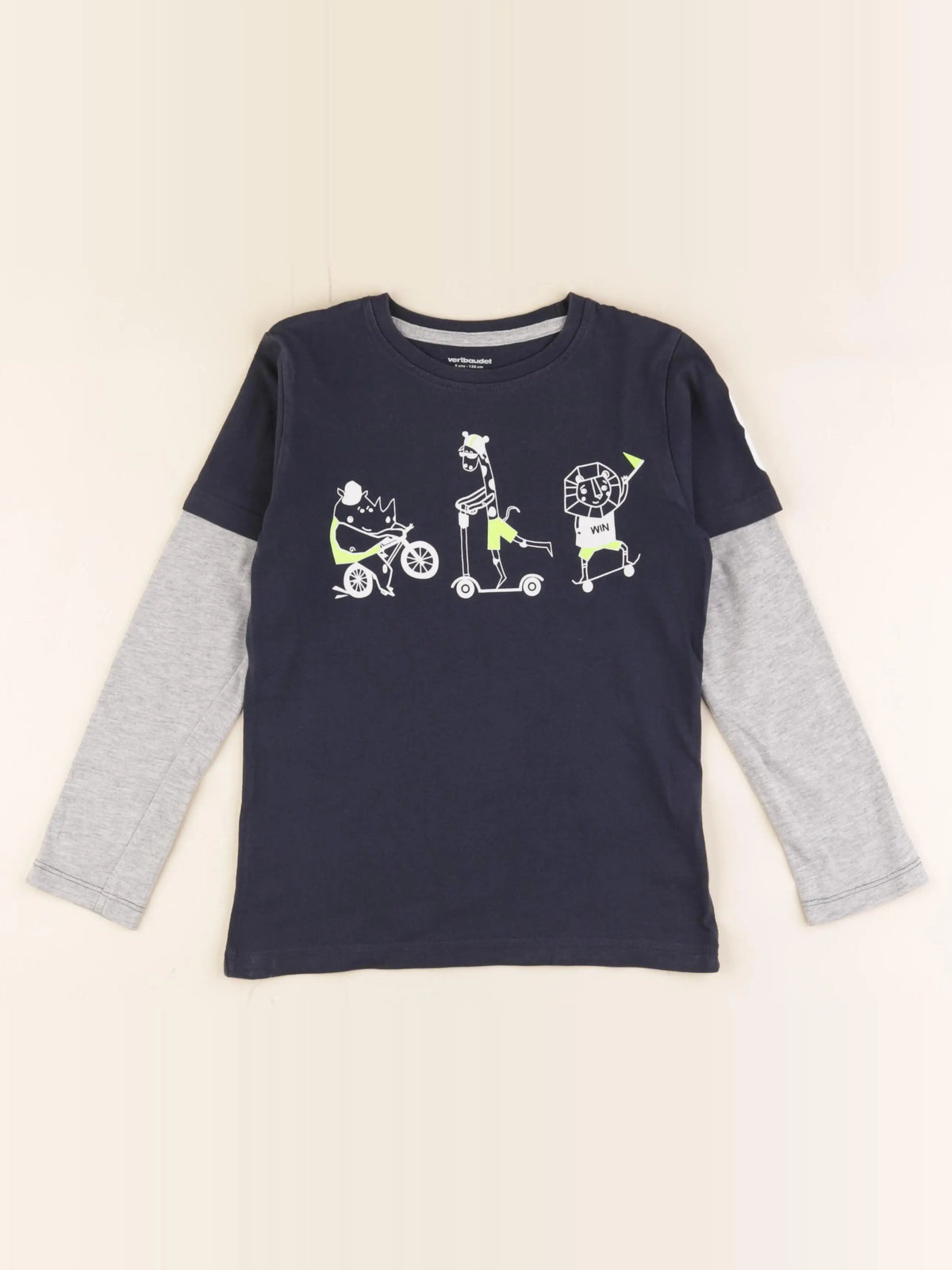 Vertbaudet - tee-shirt bleu - 8 ans