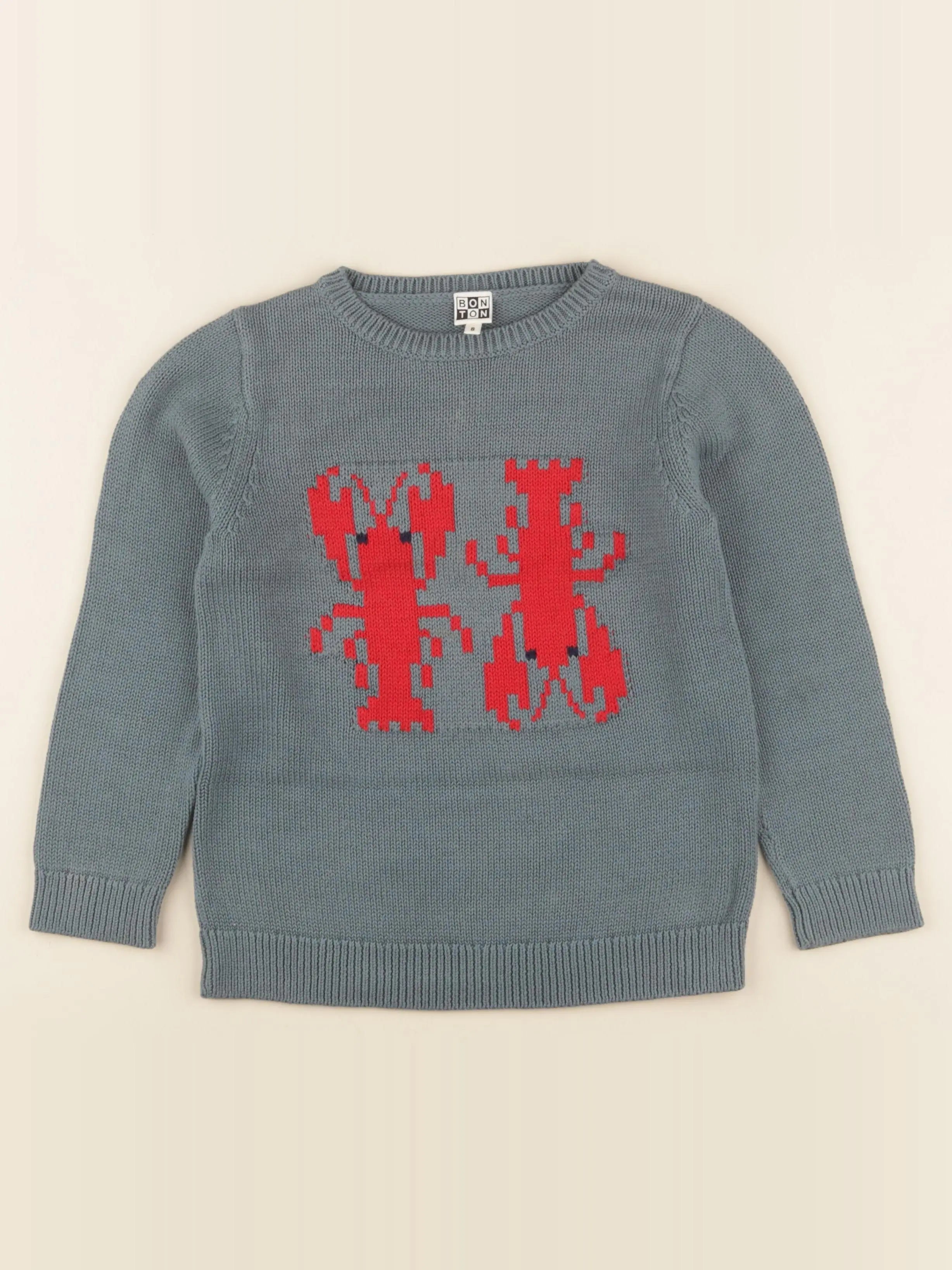 Bonton - pull bleu - 8 ans