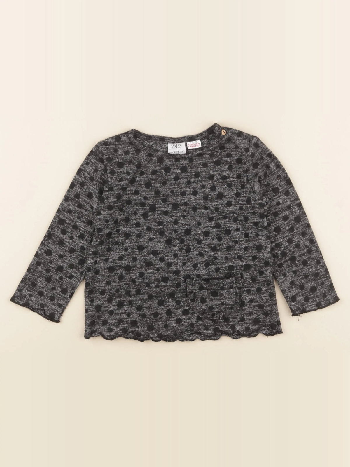 Zara - pull noir, gris - 18/24 mois