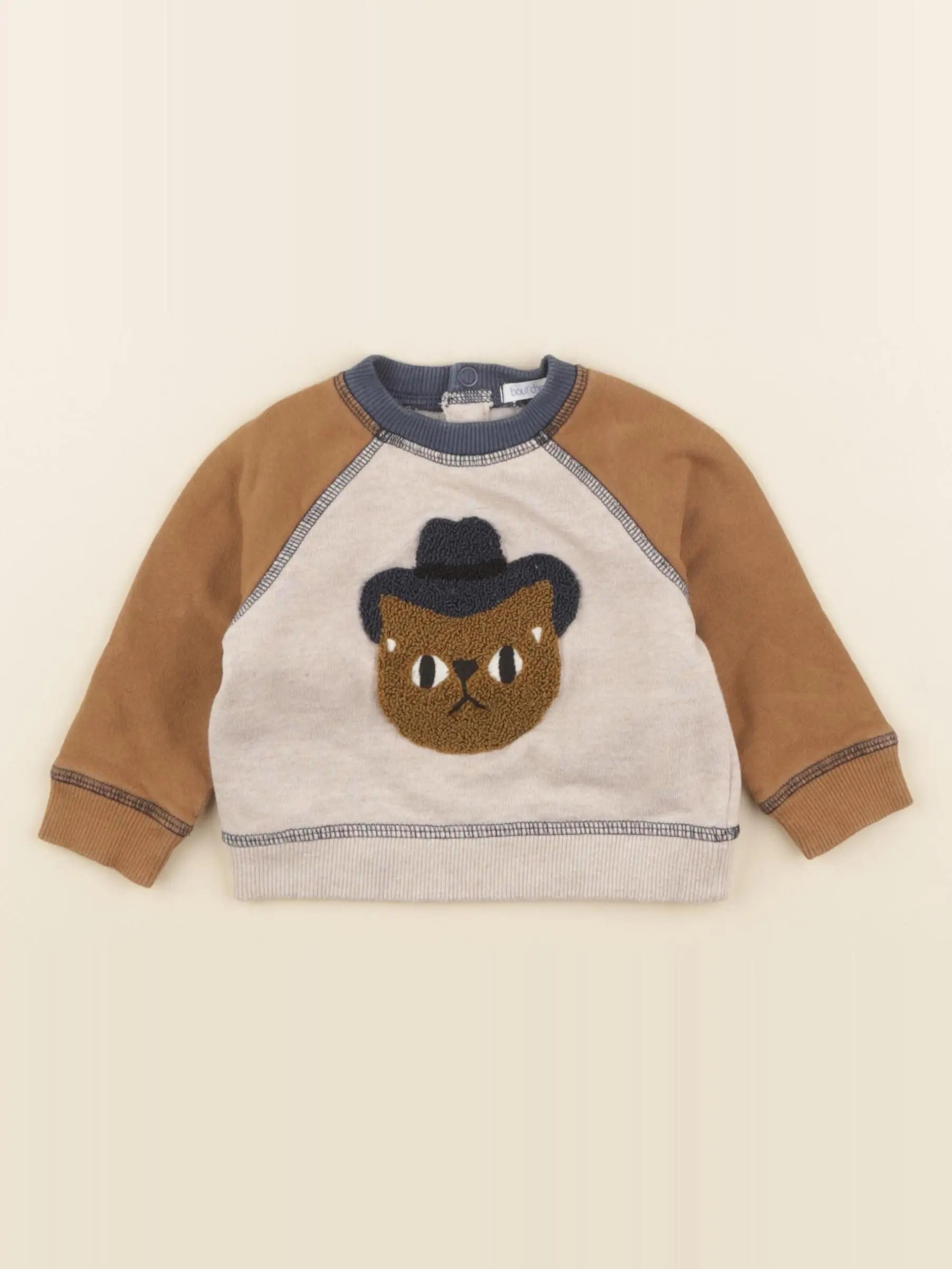 Boutchou - sweat marron, beige - 6 mois