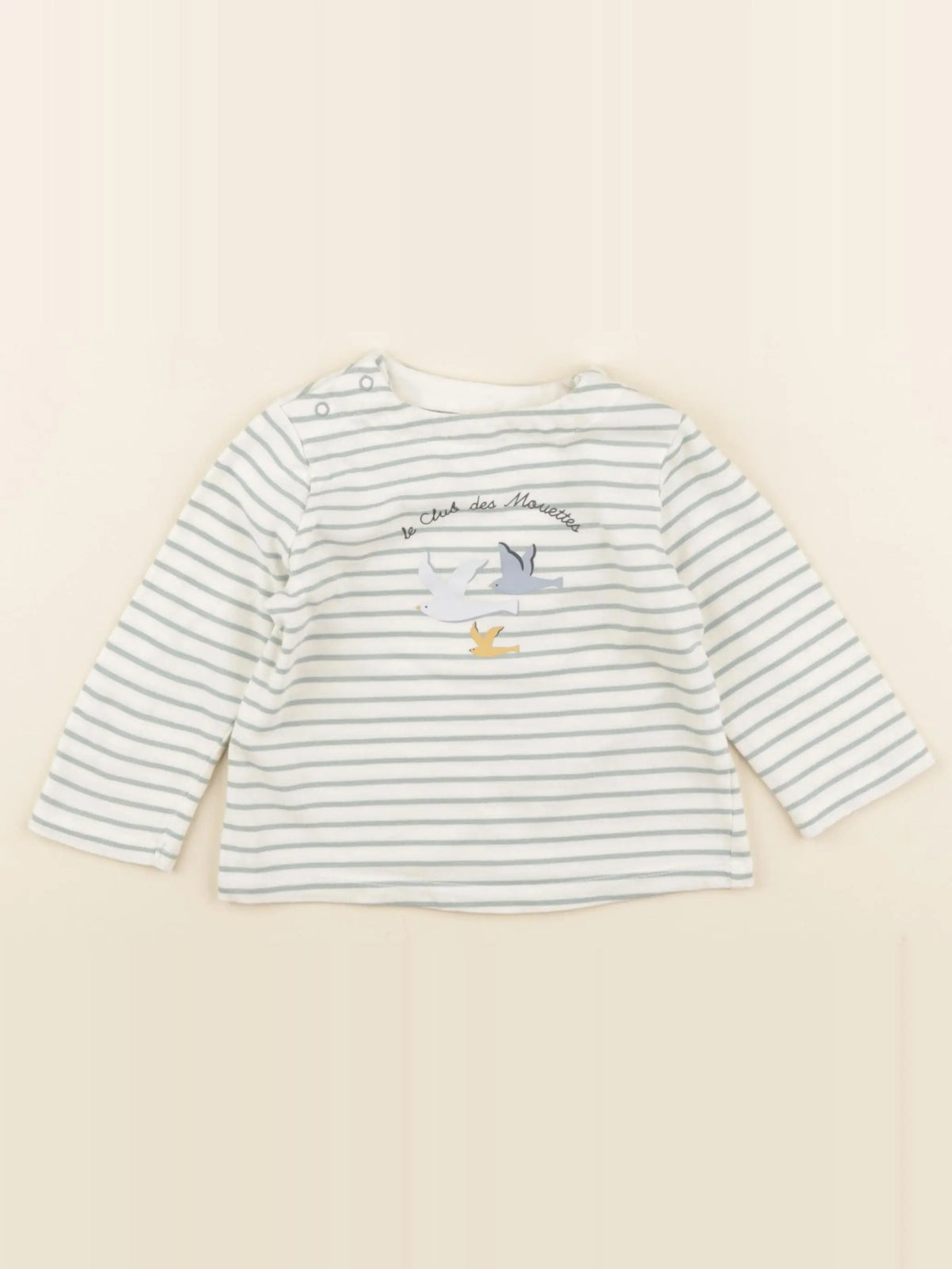 Cyrillus - tee-shirt beige, bleu - 12 mois