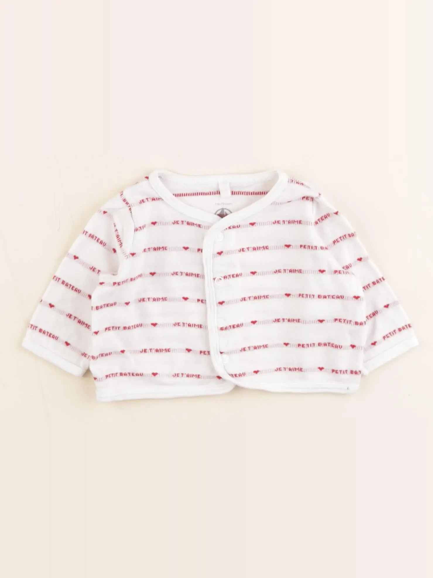 Petit Bateau - gilet blanc, rouge - 1 mois