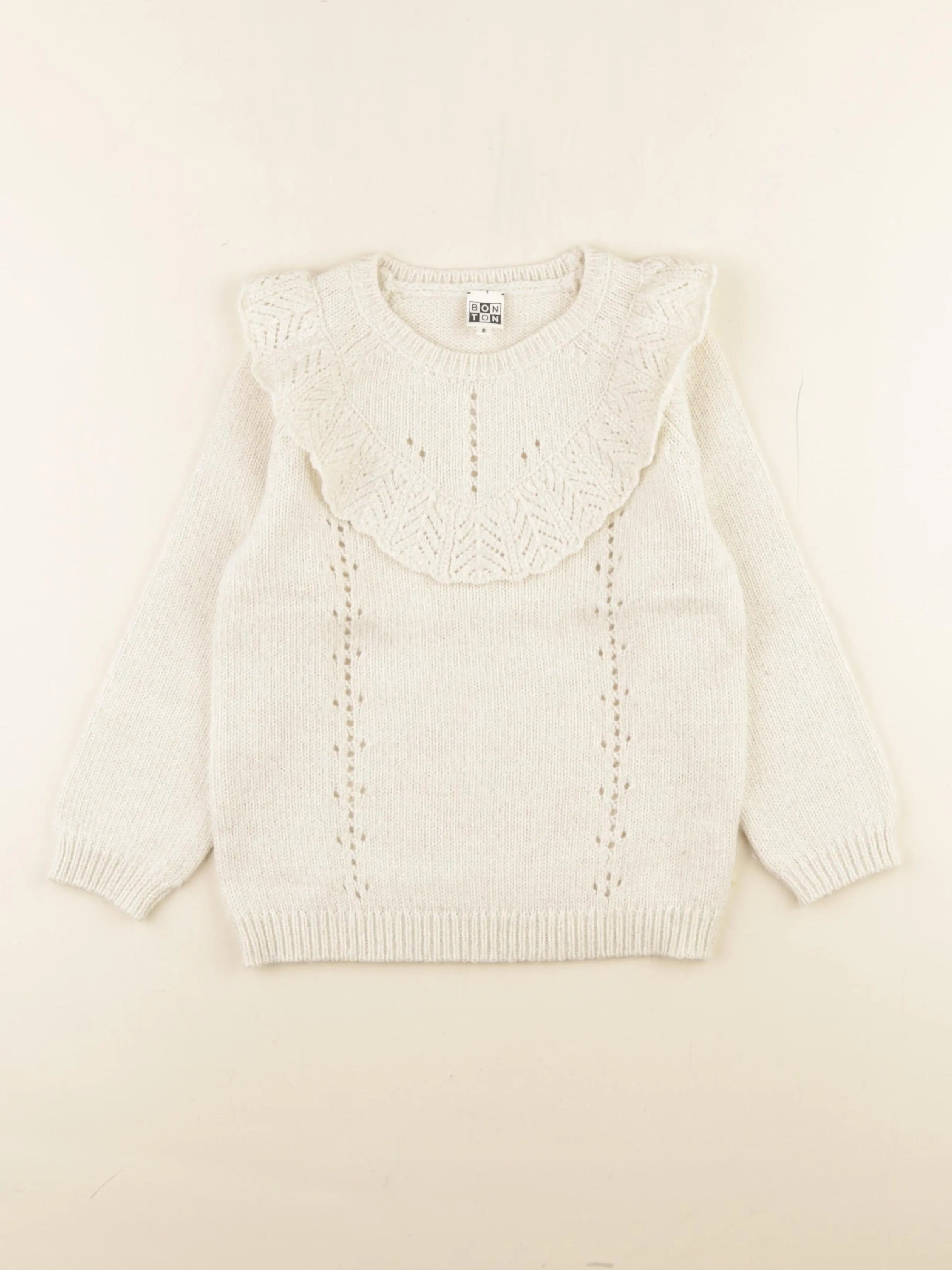 Bonton - pull beige, or - 8 ans