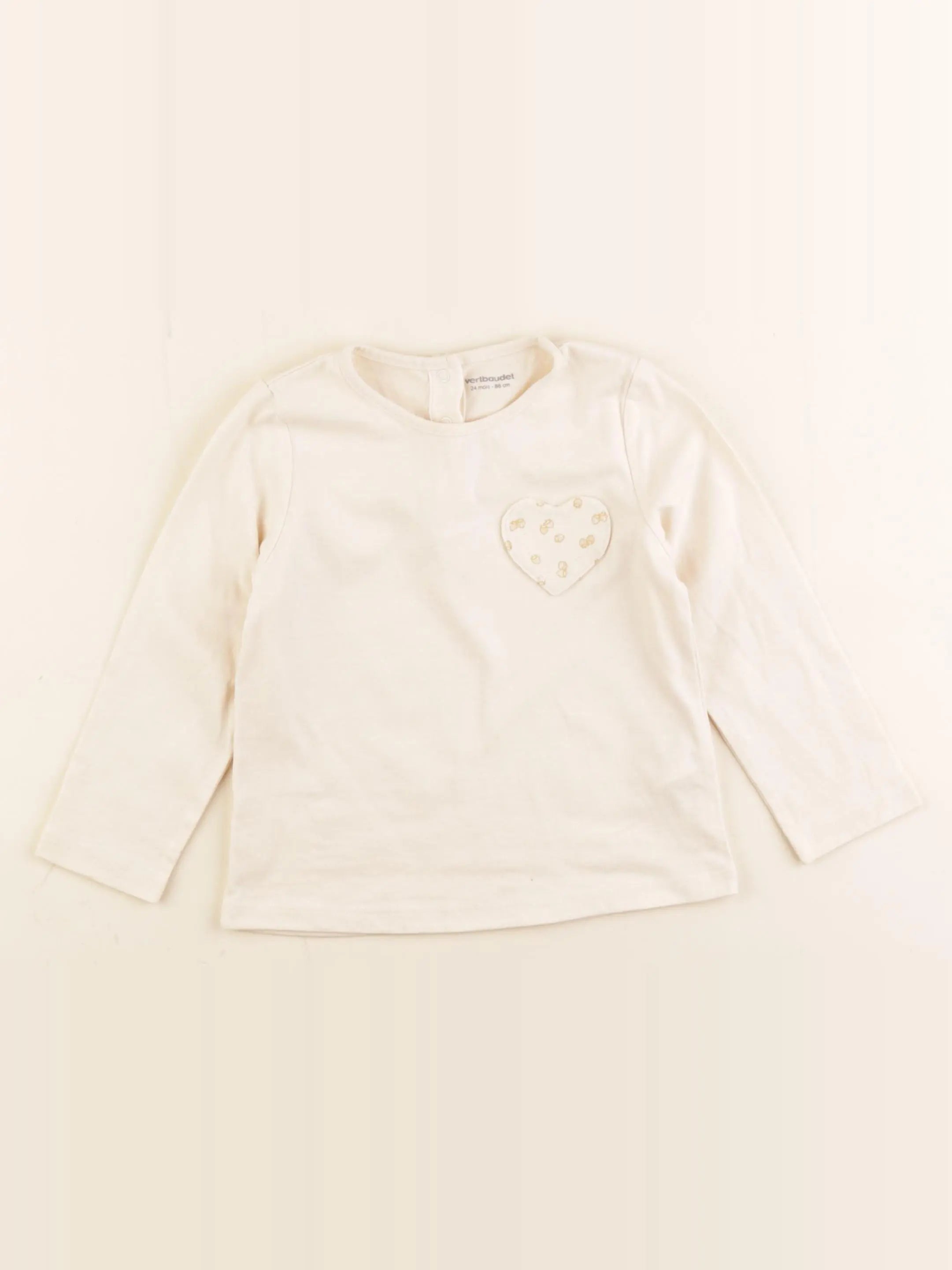 Vertbaudet - tee-shirt beige - 24 mois