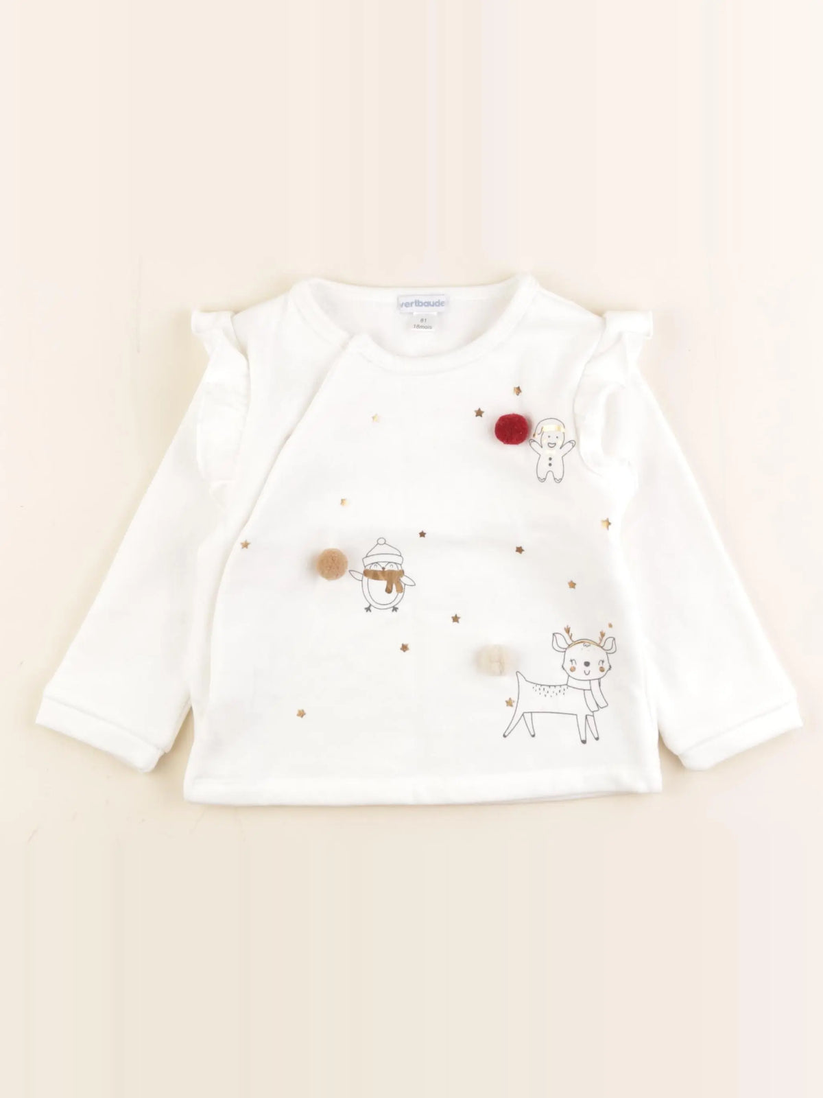 Vertbaudet - sweat blanc, or - 18 mois