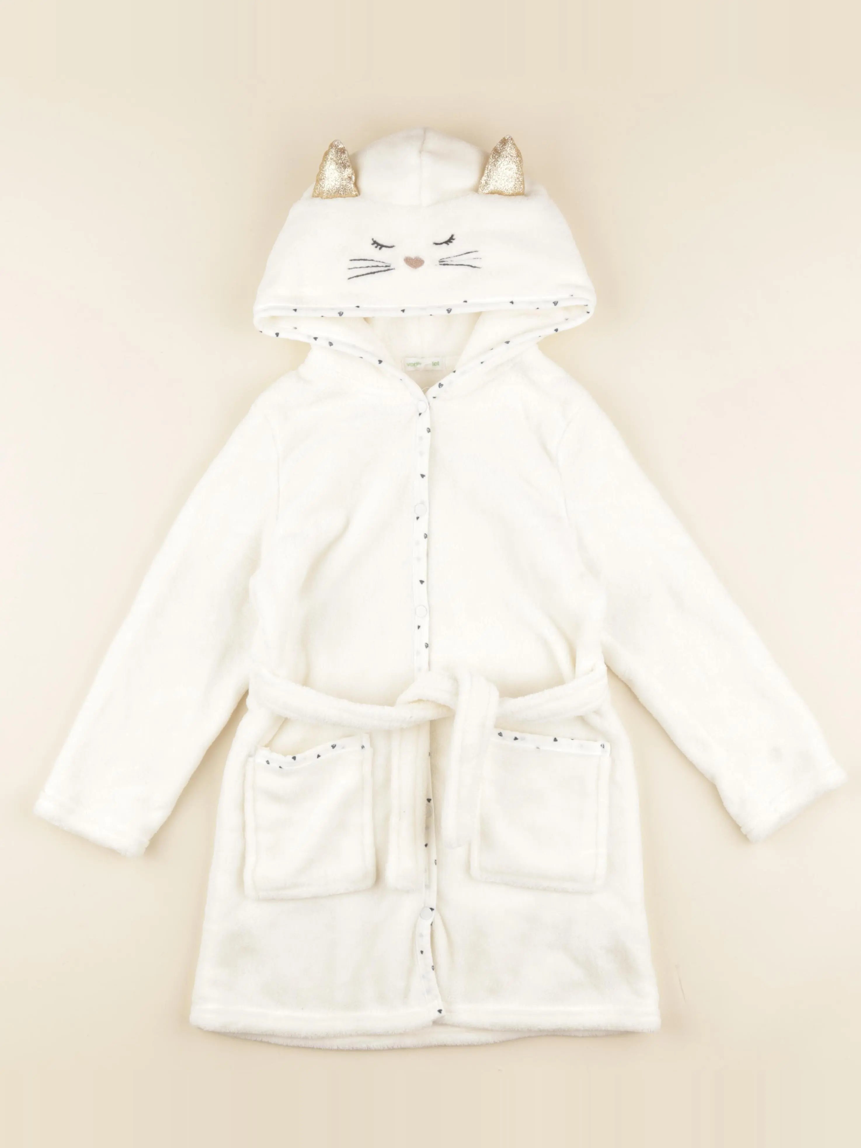 Vertbaudet - robe de chambre or, blanc - 6 ans