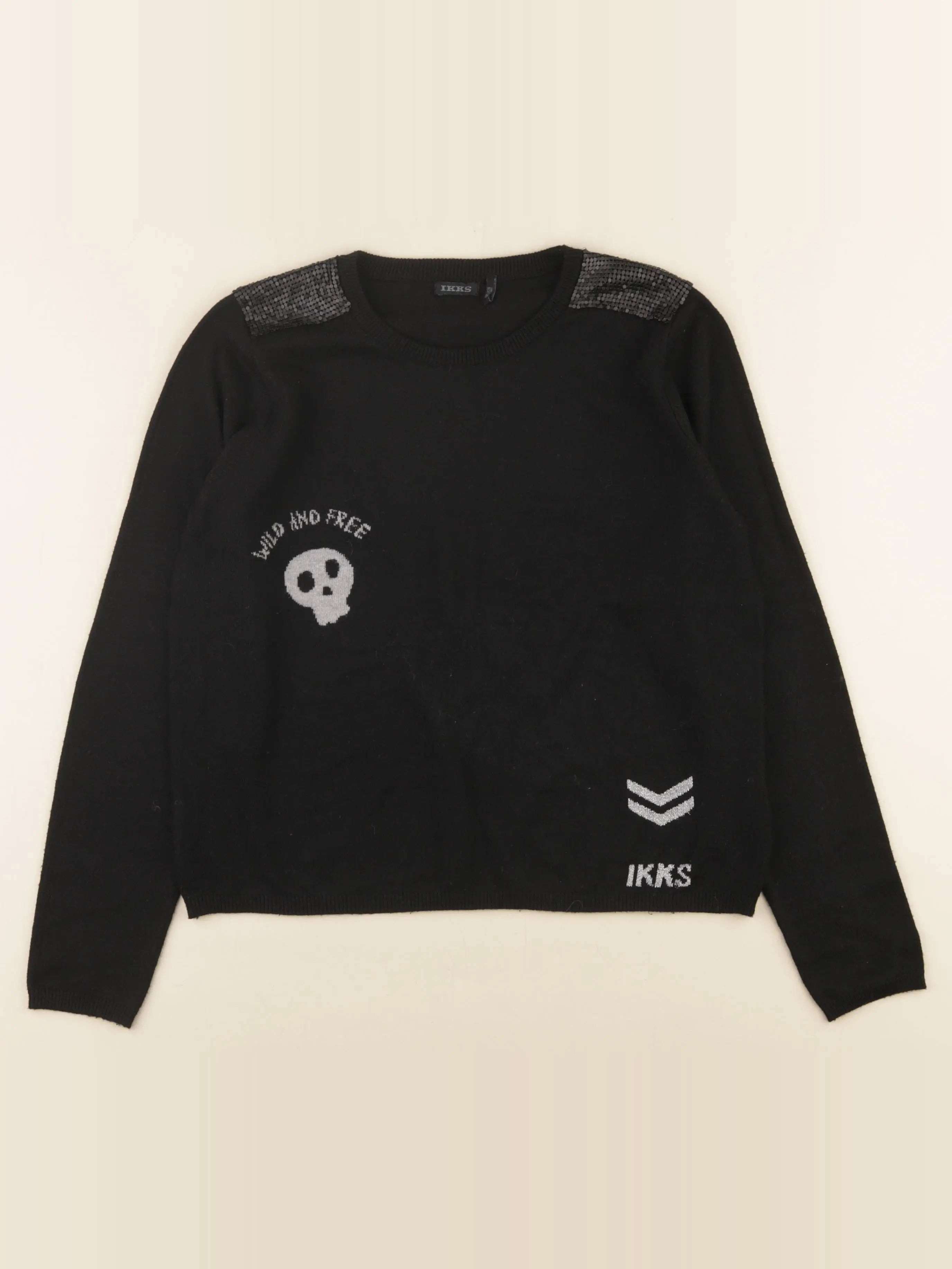 IKKS - pull noir, argent - 12 ans
