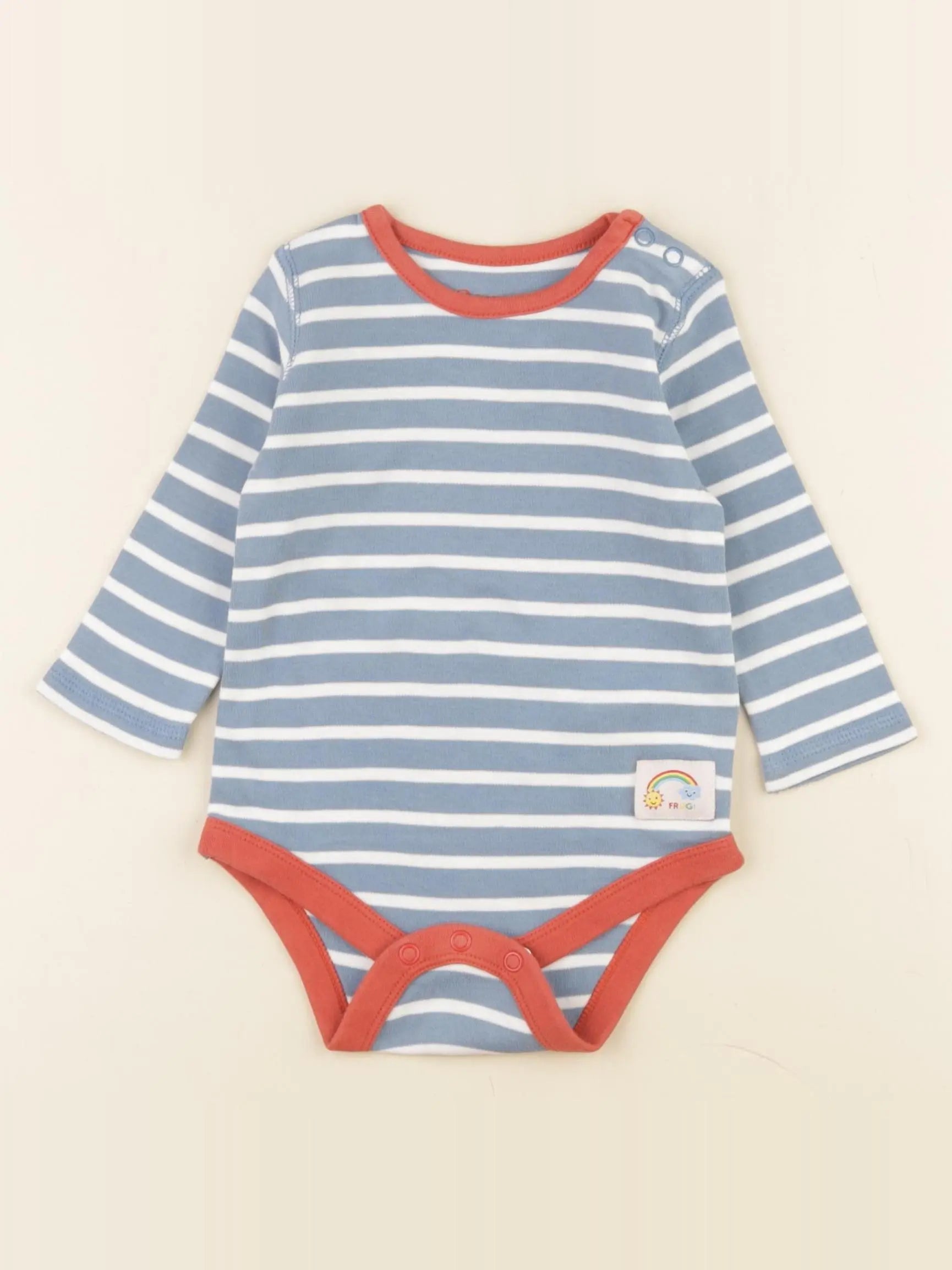 Frugi - body bleu, blanc - 3/6 mois