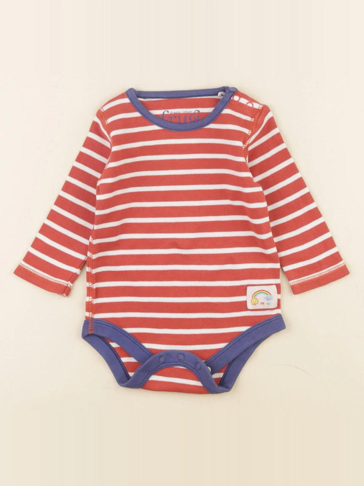 Frugi - body blanc, rouge - 3/6 mois