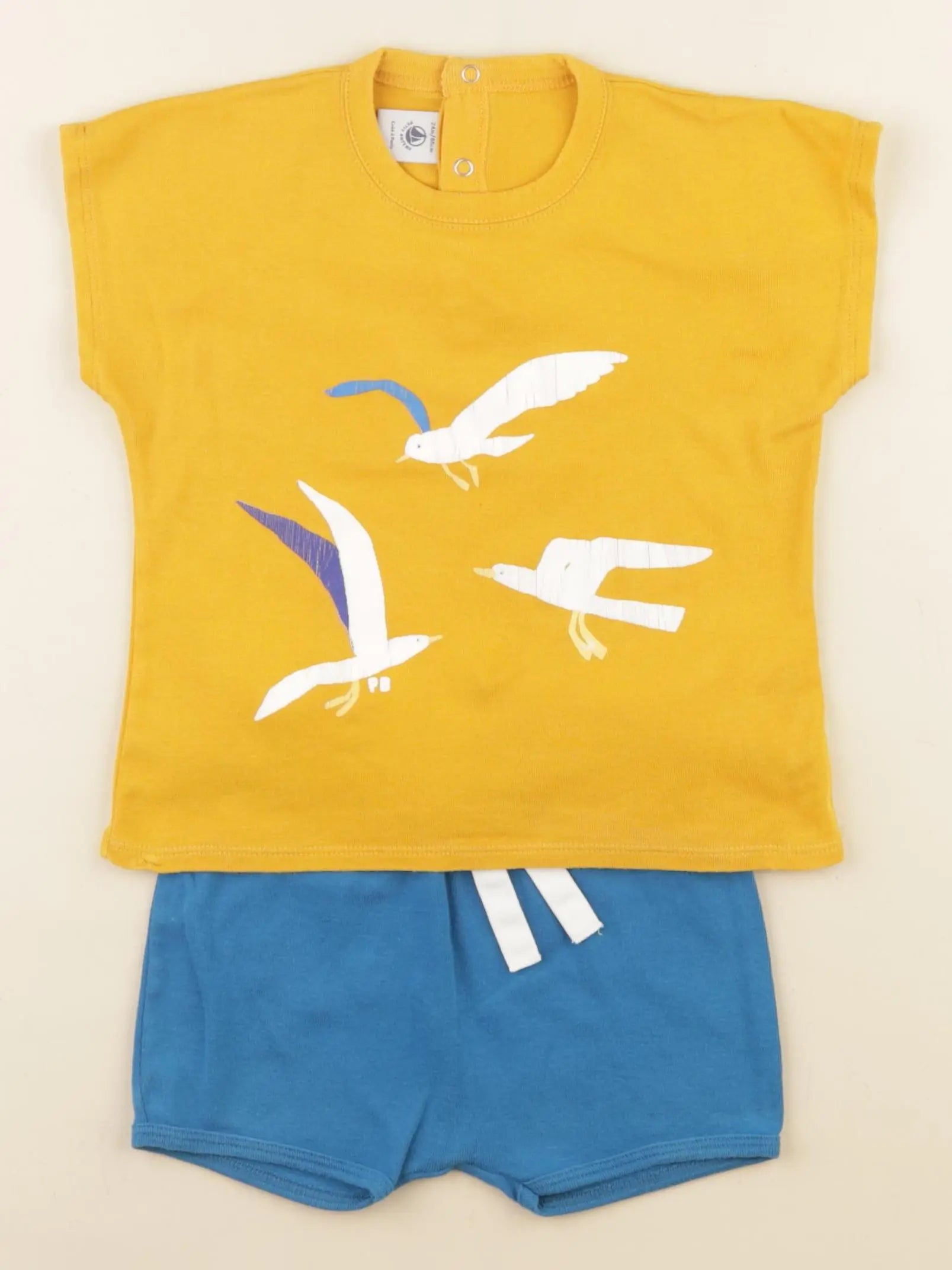 Petit Bateau - ensemble bleu, jaune - 24 mois