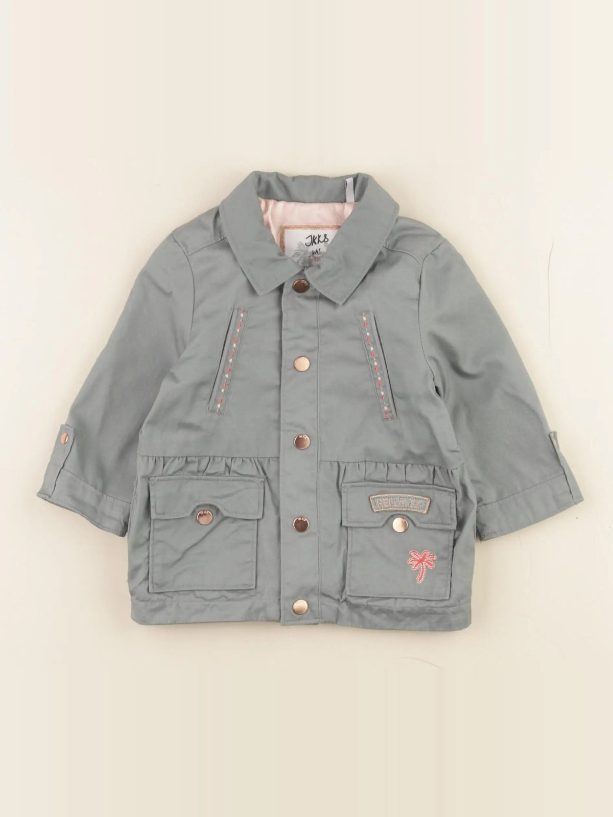 IKKS - veste doublé, imprimé au dos vert - 6 mois