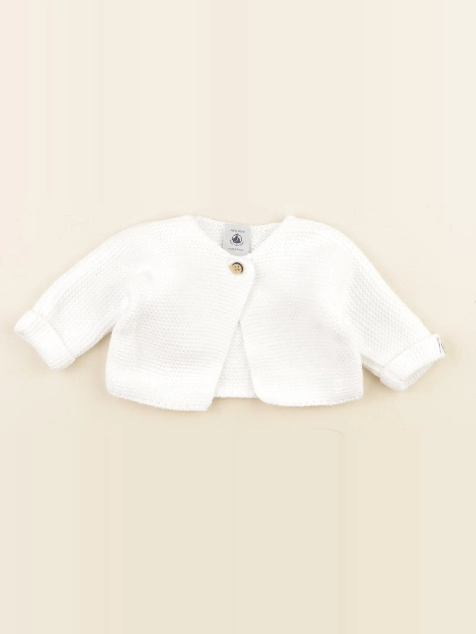 Petit Bateau - gilet blanc - 0 mois