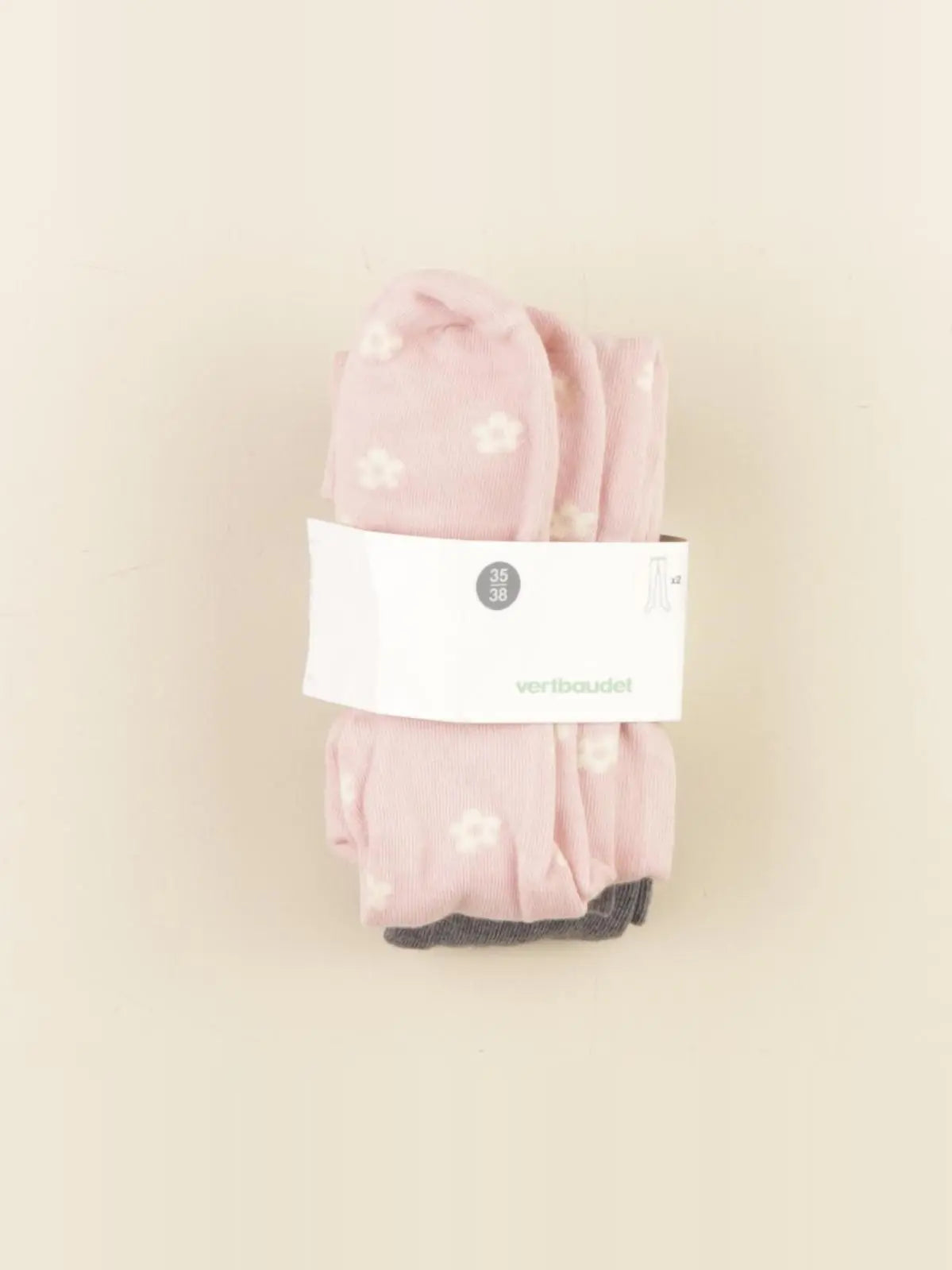 Vertbaudet - lot de 2 collants rose, gris - 12/16 ans
