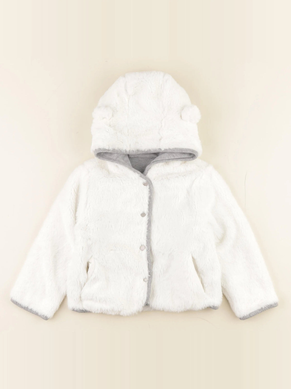 Vertbaudet - veste réversible gris, beige - 4 ans