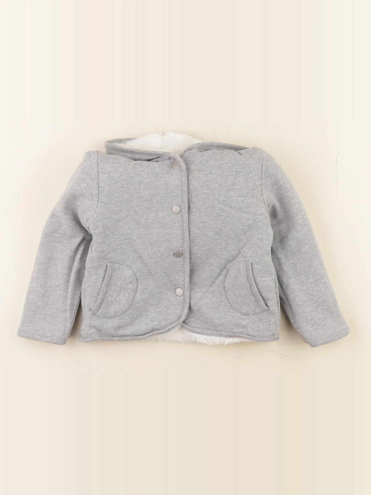 Vertbaudet - veste réversible gris, beige - 4 ans