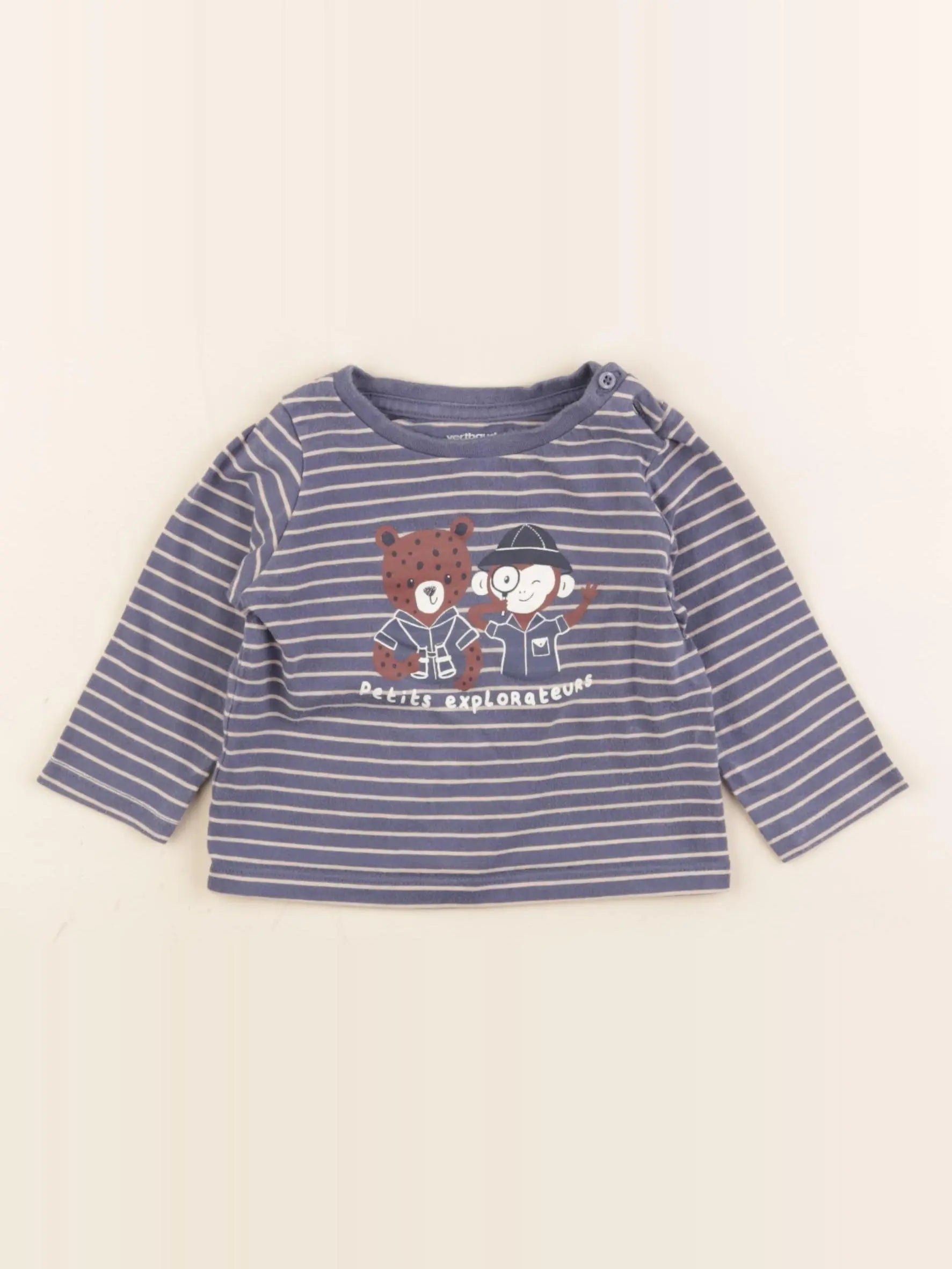 Vertbaudet - tee-shirt bleu - 6 mois
